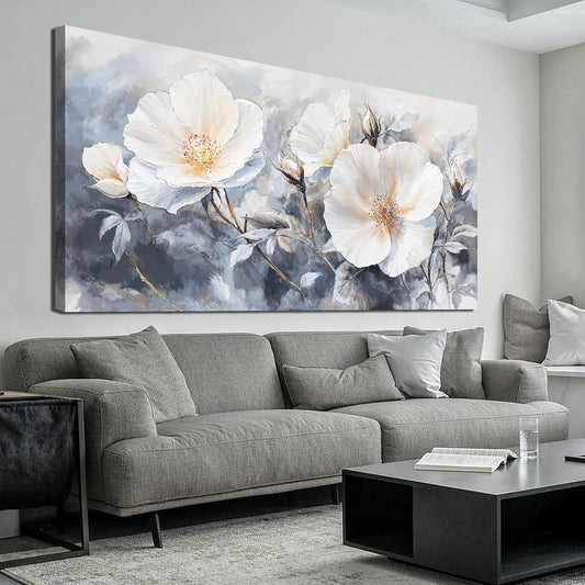 Canvas Wall Art Decor Large Black and White Wall Art Decorations Vintage Flower Wall Art Prints Wall Art Pictures for Living Room Canvas Art Wall Decor Artwork for Walls Home Office Decor 24" X 48"
