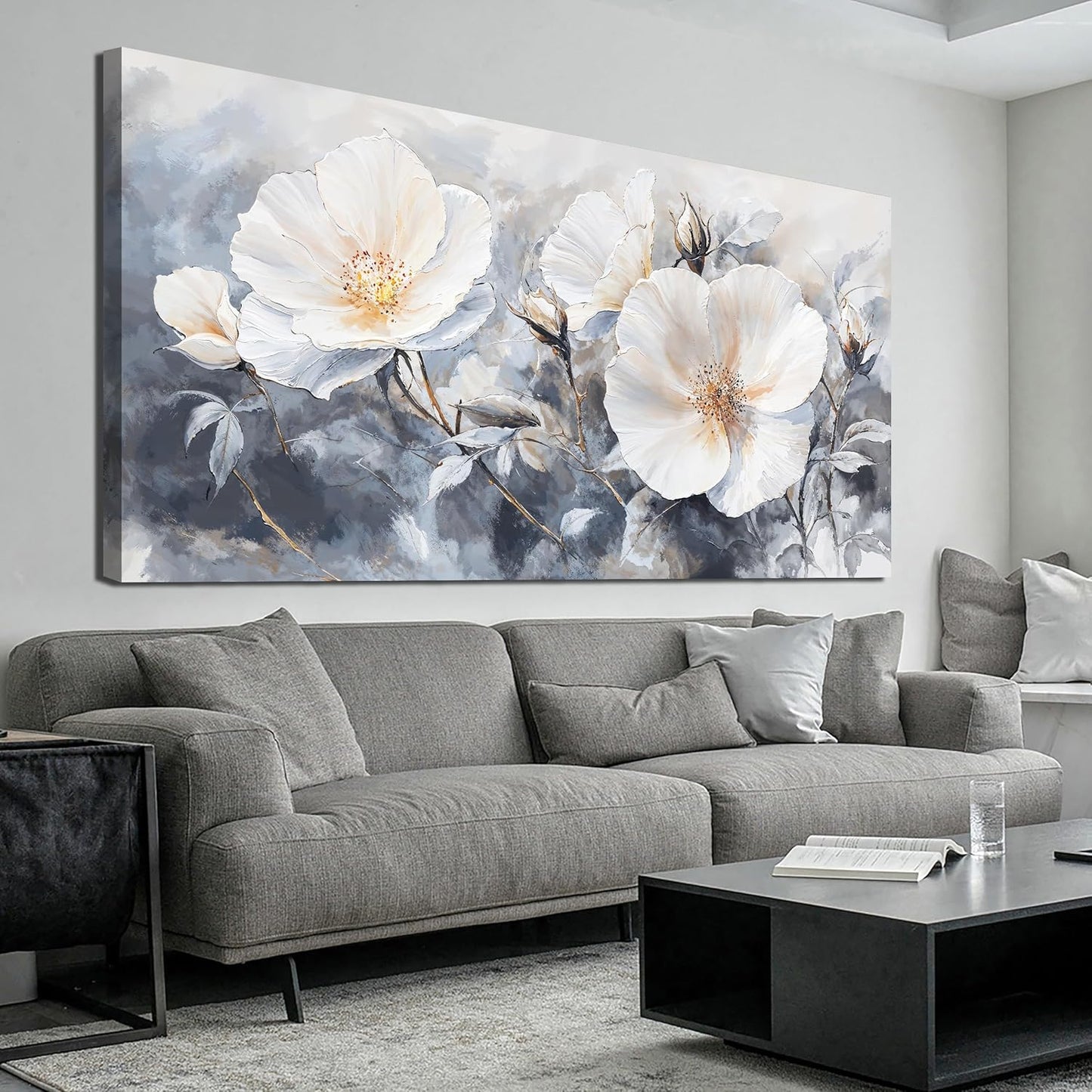 Canvas Wall Art Decor Black and White Wall Art Decorations Vintage Flower Wall Art Prints Wall Art Pictures for Living Room Canvas Art Wall Decor Artwork for Walls Bedroom Office Decor 20" X 40"
