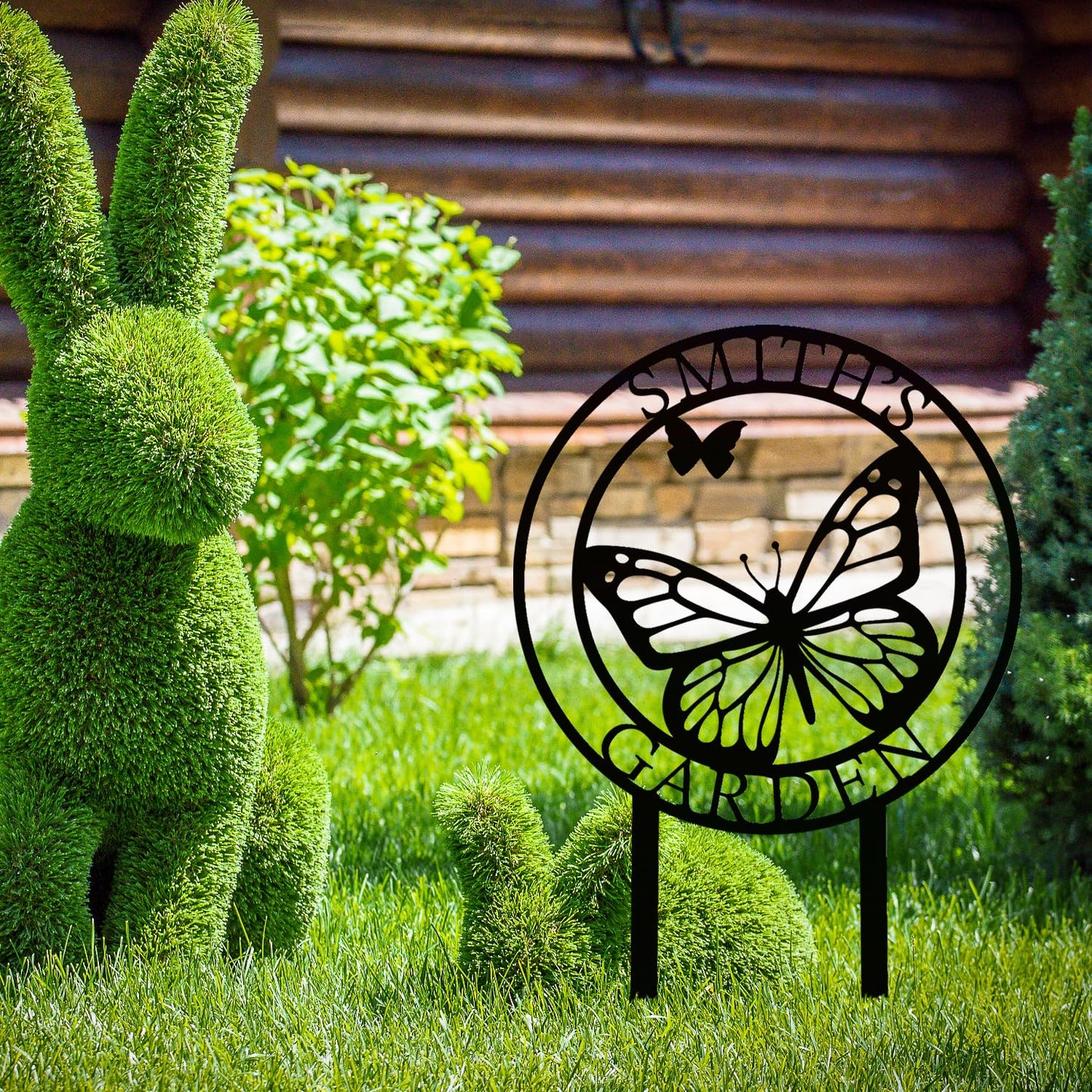 Custom Butterfly Metal Garden Sign with Stakes, Metal Yard Art, Personalized Butterfly Home Garden Decor, Garden Family Name Sign for Outdoor New Home Gift for Outside, Patio Decor, Housewarming Gift