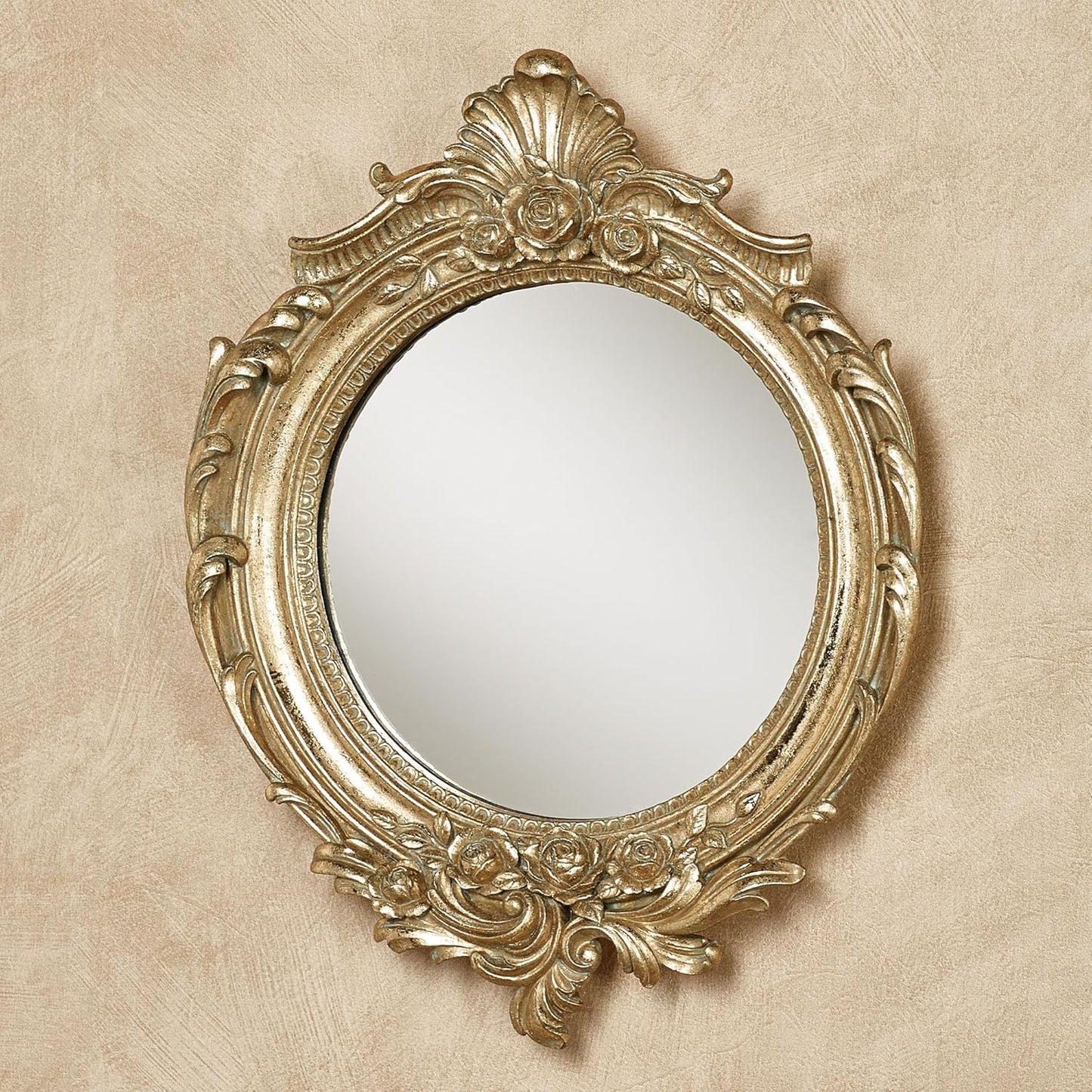Touch of Class Fitzroy Accent Vintage Wall Mirror Antique Gold | Ornate Victorian Style Decor for Bedroom, Living Room, Hallway, Office | Antique Looking Circular Shape