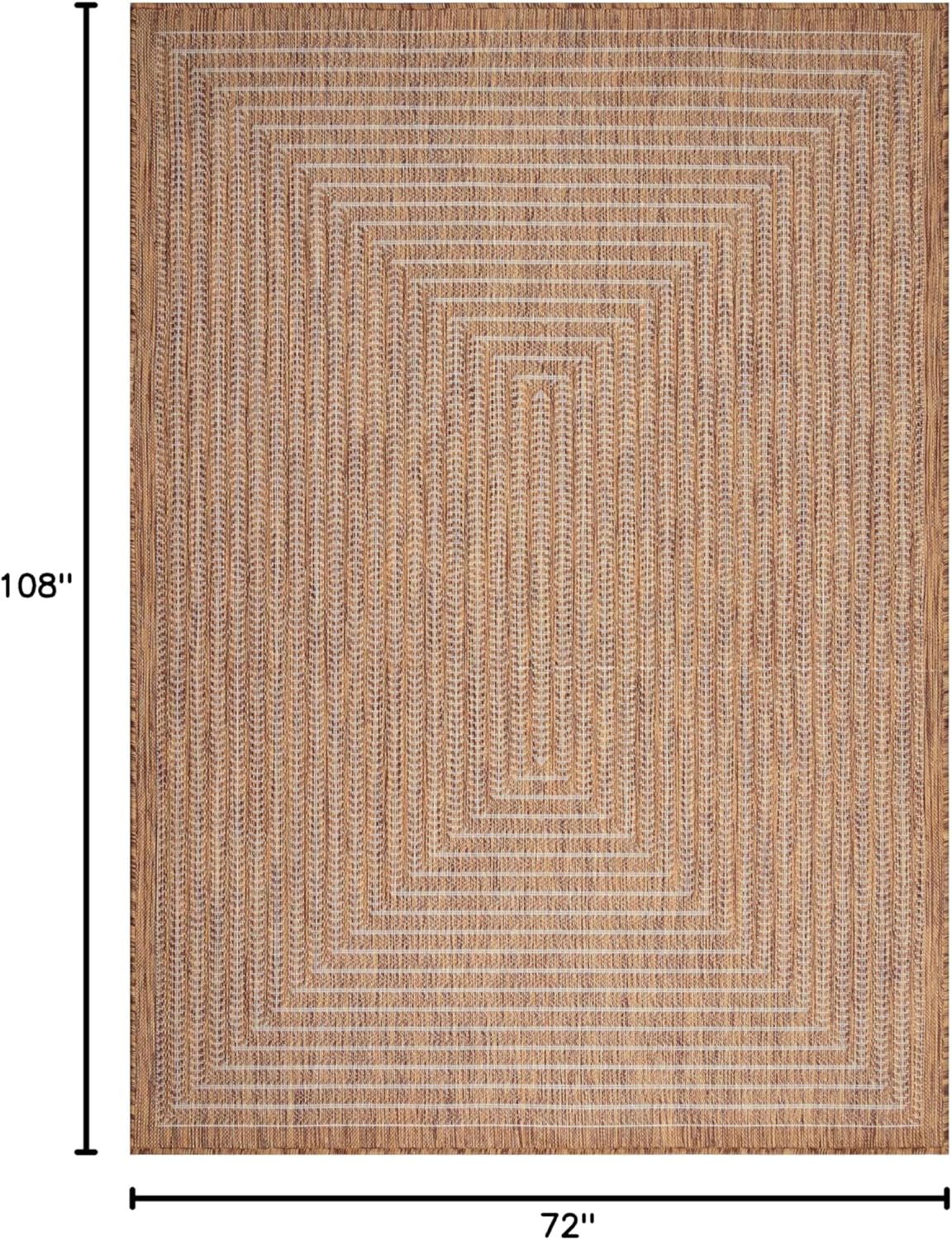 Adiva Rugs Outdoor Indoor Area Rug, Weather Resistant, Easy to Clean, Stain Resistant Floor Mat for Dining Room, Backyard, Deck, Patio (Wooden, 6' x 9')