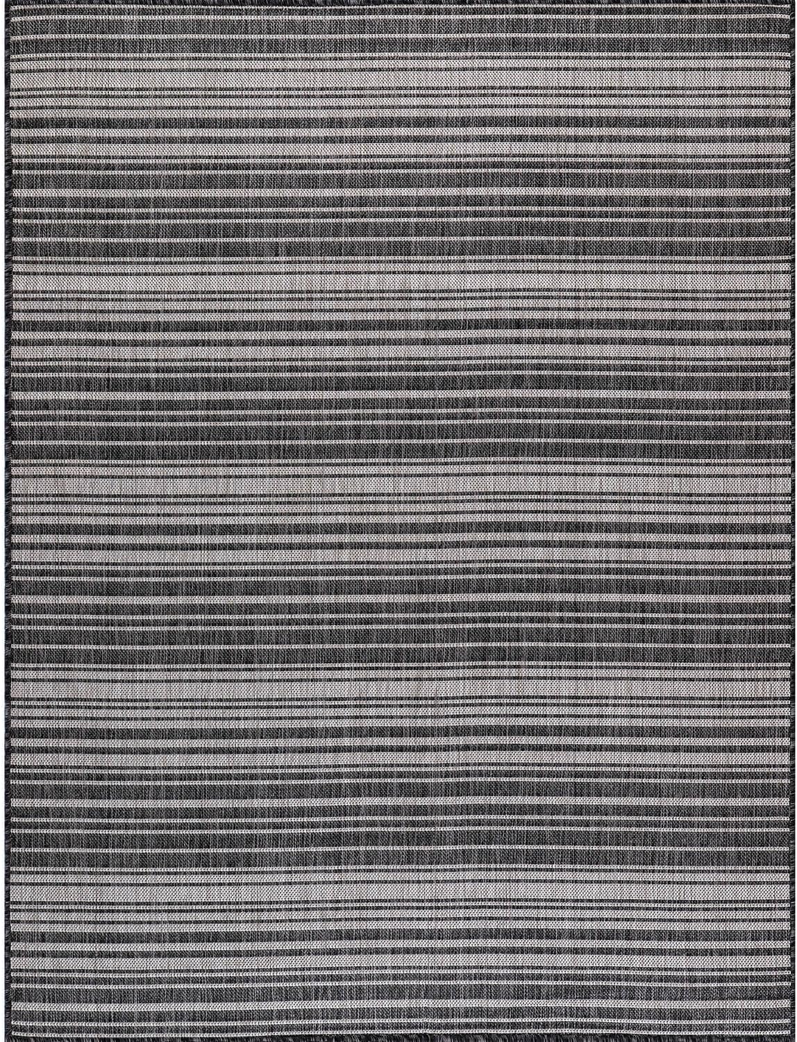 Stripe Outdoor Rug 9x12 Washable Outside Carpet for Indoor Patio Porch Waterproof Easy Cleaning Non Shedding Area Rugs Dark Gray 9 x 12