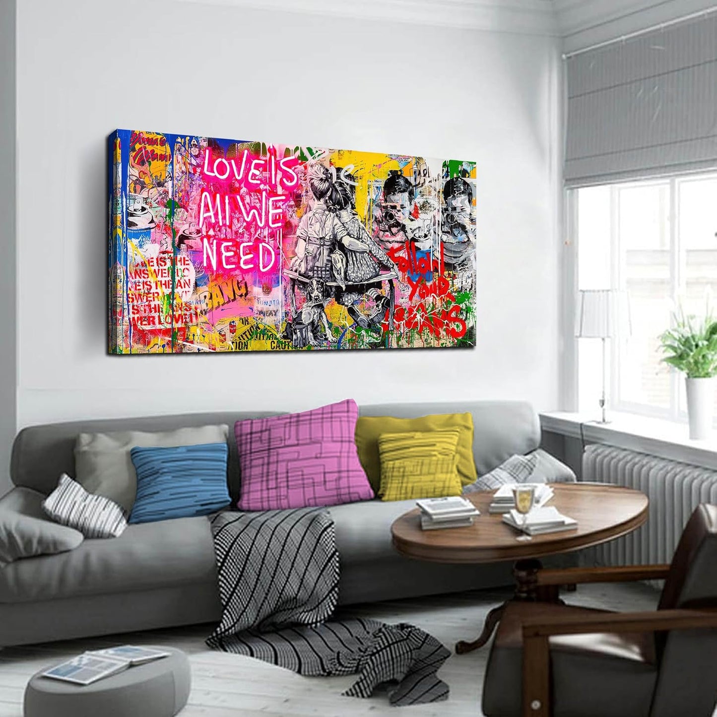 Colorful Banksy Wall Art for Living Room - Graffiti Posters for Teen Girls Room Ready to Hang Size 24" x 48"