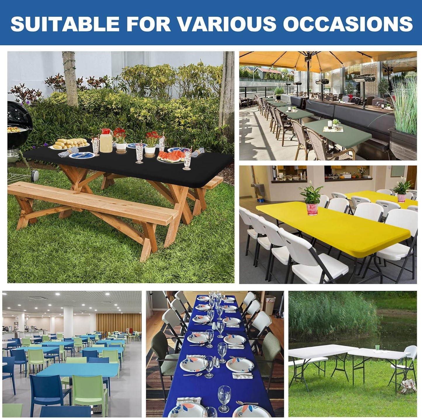 Fitted Tablecloth for 8 Foot Rectangle Tables-4 Pack Sage Elastic Outdoor Picnic Table Cover-Spandex Stretch Folding Table Cloths 8ft for Camping Dining Room Patio Kitchen Banquet Party