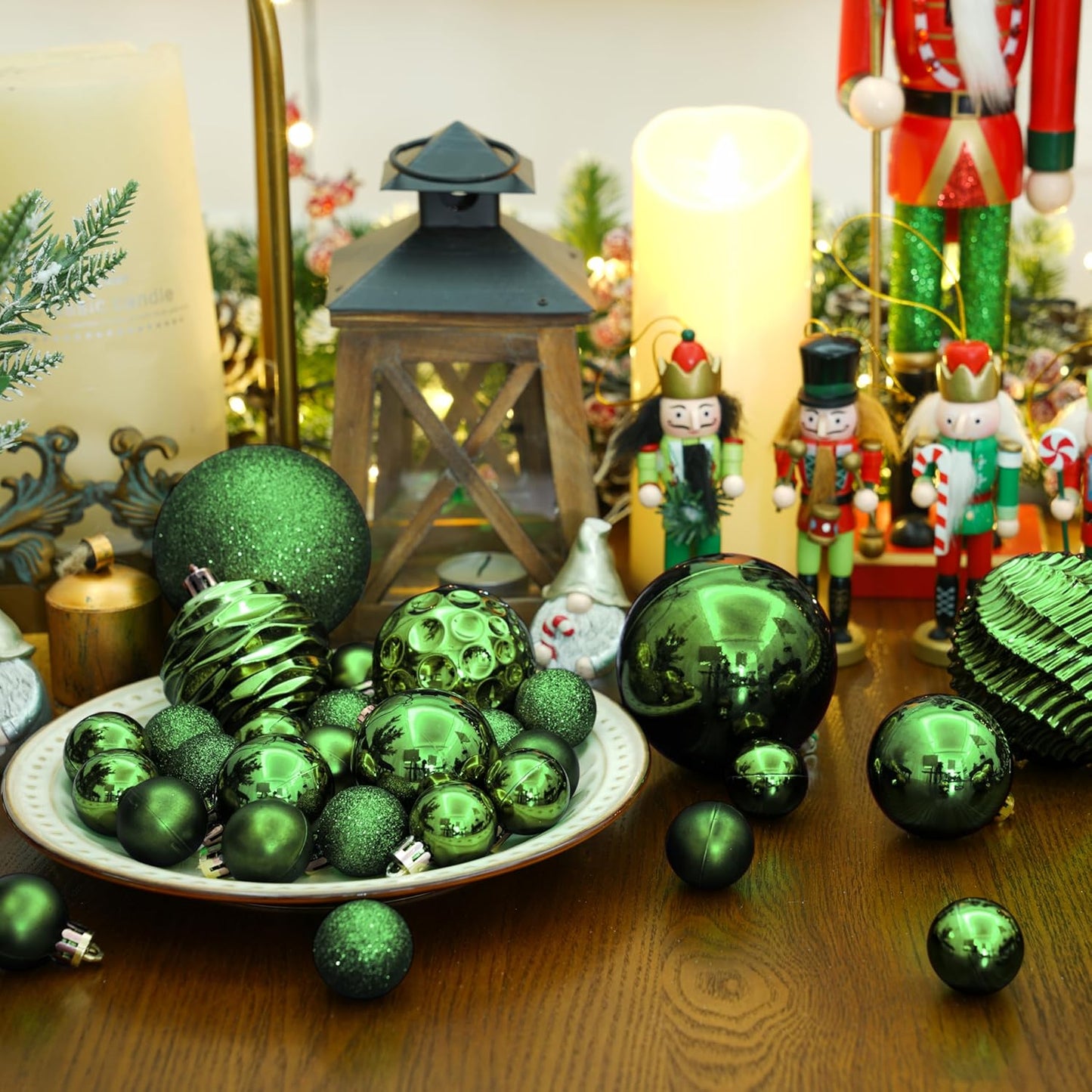 XmasExp 16ct Christmas Ball Ornaments Shatterproof Christmas Ornaments Set Decorations for Xmas Tree Balls 80mm/3.15" (Dark Green)