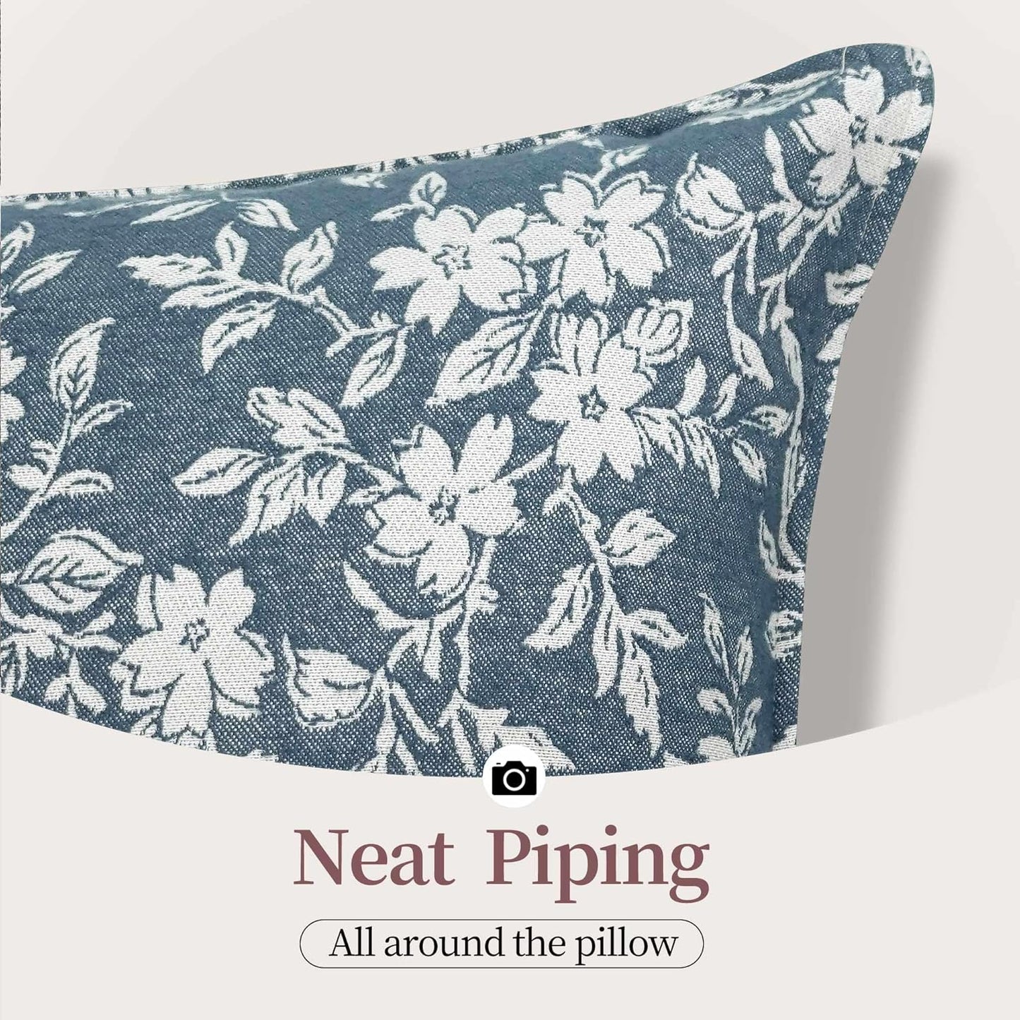 makkey Floral Pillow Covers 18x18 Inch Set of 2 Pastoral Throw Pillow Covers Jacquard Pillowcovers Couch Pillows for Living Room Farmhouse Accent Sofa Pillows