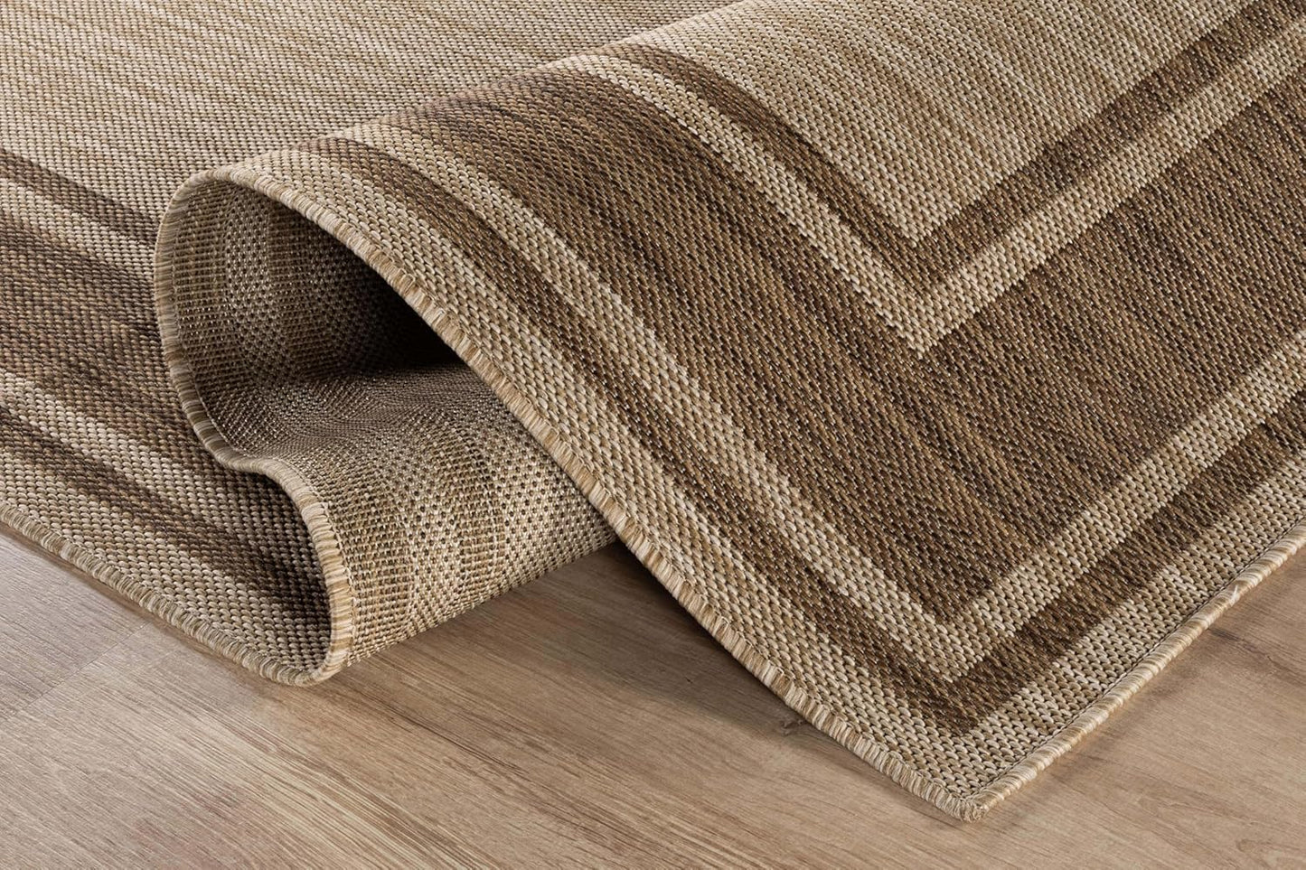 Beverly Rug Outdoor Rug 8x10 Modern Bordered Area Rugs for Indoor and Outdoor Patio Deck Porch Garden Waterproof Weather Sun Resistant Washable Outside Carpet (8 x 10 Jute)