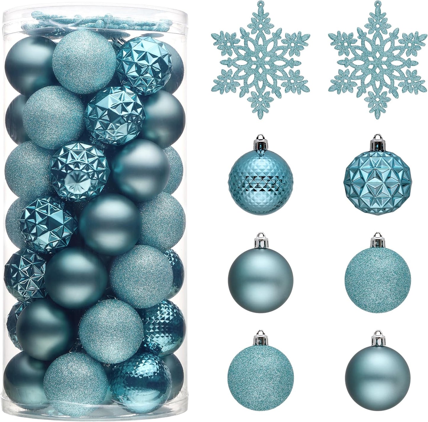 Valery Madelyn Christmas Tree Decorations Ornament Set for Fall Halloween, 50ct 2.36 Inches Light Blue Shatterproof Christmas Ball Ornaments Hanging Xmas Holiday Party Decor