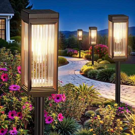 Solar Pathway Lights Outdoor, 8 Pack Upgraded Solar Lights Outdoor Waterproof, Bright Up to 15 Hrs Auto On/Off Garden Light for Yard Patio Lawn Path Walkway Driveway Outside Decor