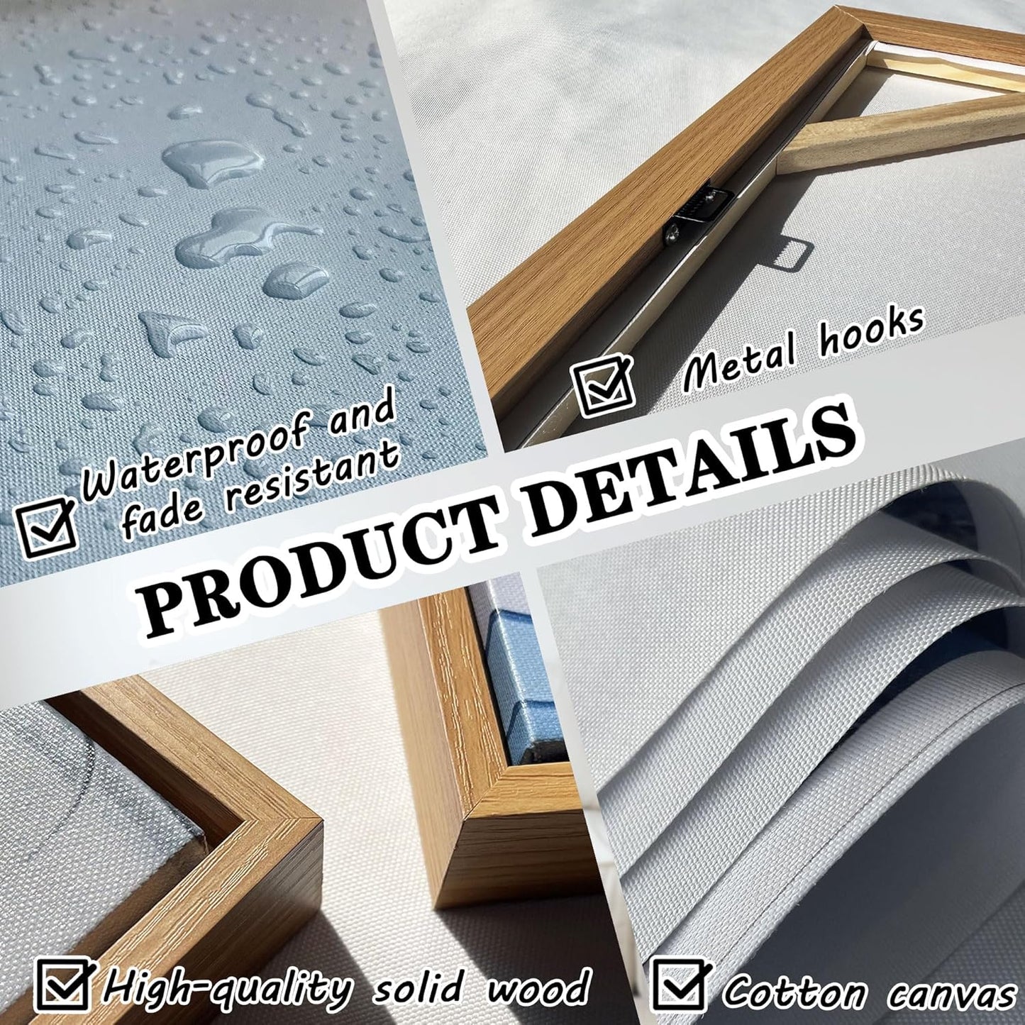 Mofutinpo Coastal Beach Wall Art Large Purple Flower Landscape Canvas Wall Art for Living Room & Bedroom Decor, Framed Blue Beach Pictures & Paintings for Walls,Ocean Artwork for Home & Office 20x40IN