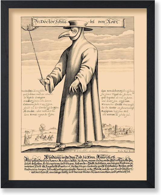 Poster Master Vintage Medieval Poster - Retro Illustration Print - Gift for Friend - Plague Doctor, Pandemic Mask, Physician, Black Death - Wall Decor for Home, Living Room, 18x24 Unframed Wall Art