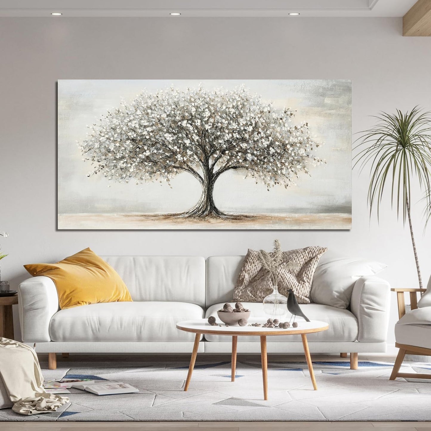 Canvas Wall Art Decor Canvas Art Decor Tree of Life Art Modern Black and White Wall Art Prints Large Artwork for Walls Pictures for Living Room for Bedroom Office Wall Decor 24" X 48"
