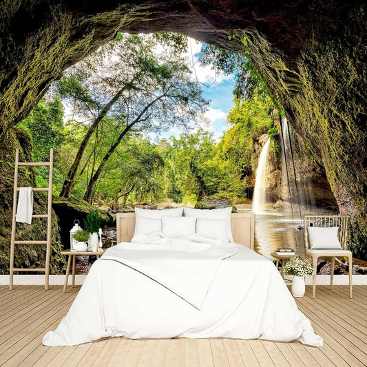 3D Space Cave Landscape Wallpaper Peel and Stick Wall Mural for Bedroom Living Room - 85"x118"