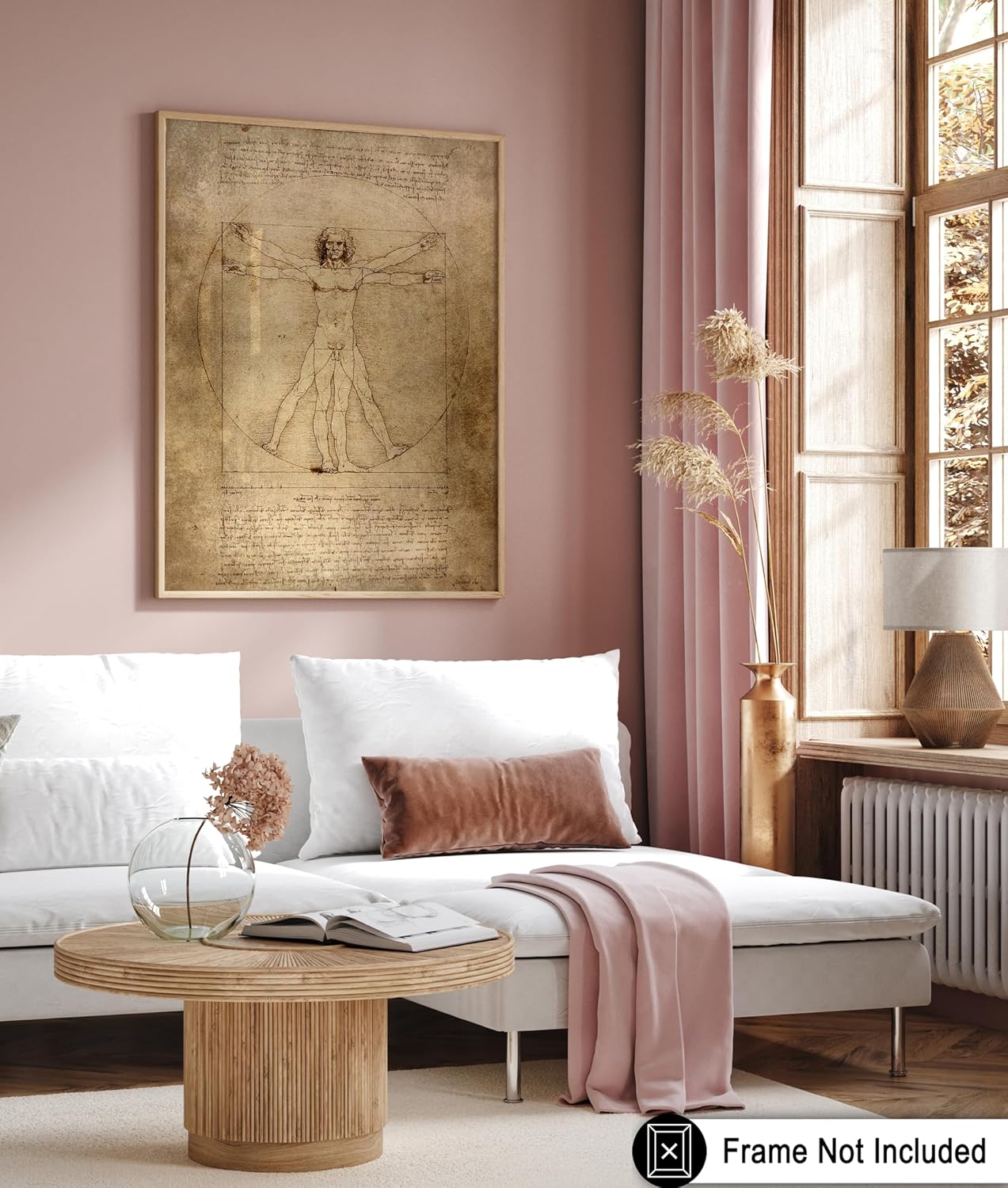 Poster Master Vintage Leonardo Da Vinci Poster - Retro Vitruvian Man Print - Drawing Art - Renaissance Art - Gift for Men & Women - Decor for Living Room, Bedroom or Office - 8x10 UNFRAMED Wall Art