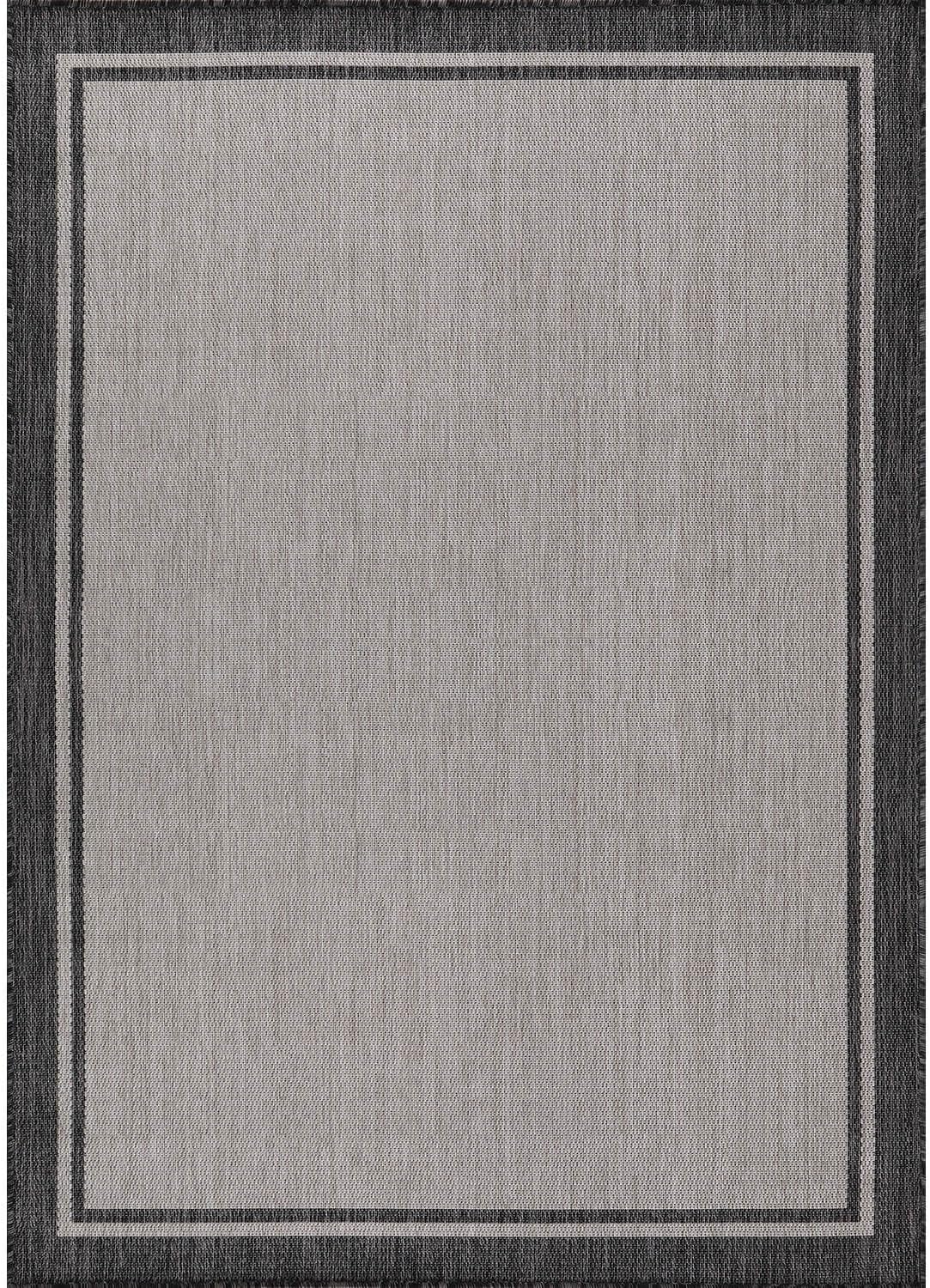 CAMILSON Indoor Outdoor Rug, 5x7 Bordered Gray Modern Area Rugs for Indoor and Outdoor Patios, Kitchen and Hallway Mats, Washable Porch Deck Outside Carpet (Bordered Grey, 5 x 7)