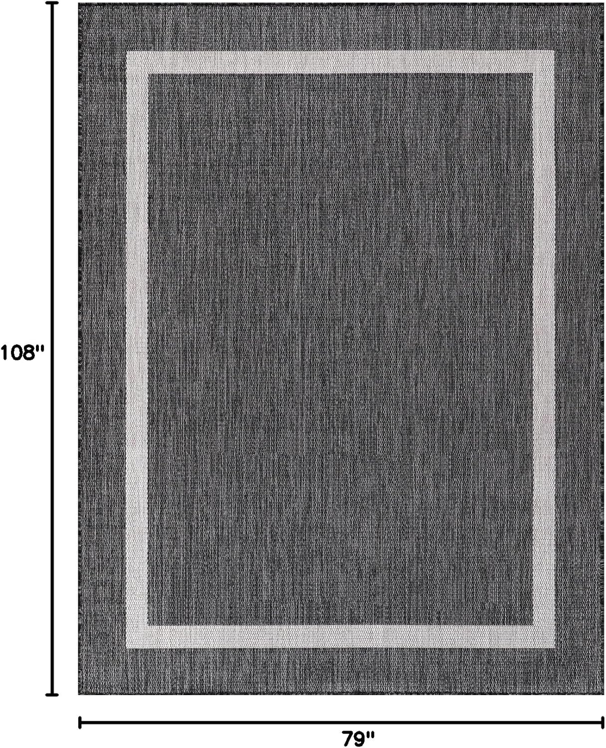 Bordered Outdoor Rug 6x9 Washable Outside Carpet for Indoor Patio Porch Waterproof Easy Cleaning Non Shedding Area Rugs Gray 6 x 9