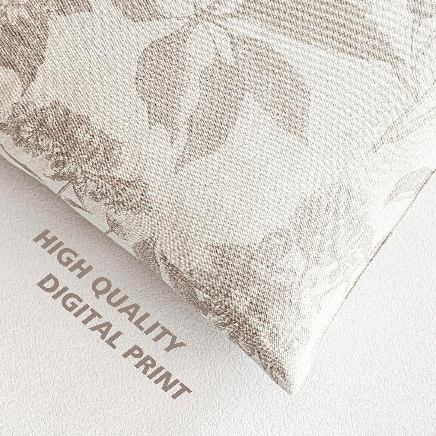 Foindtower Set of 2 Linen Floral Vintage Throw Pillow Covers Neutral Accent Decorative Cushion Covers Farmhouse Boho Home Decor for Sofa Chair Couch Bedroom Living Room Outdoor,22×22 Inch,Tan Beige