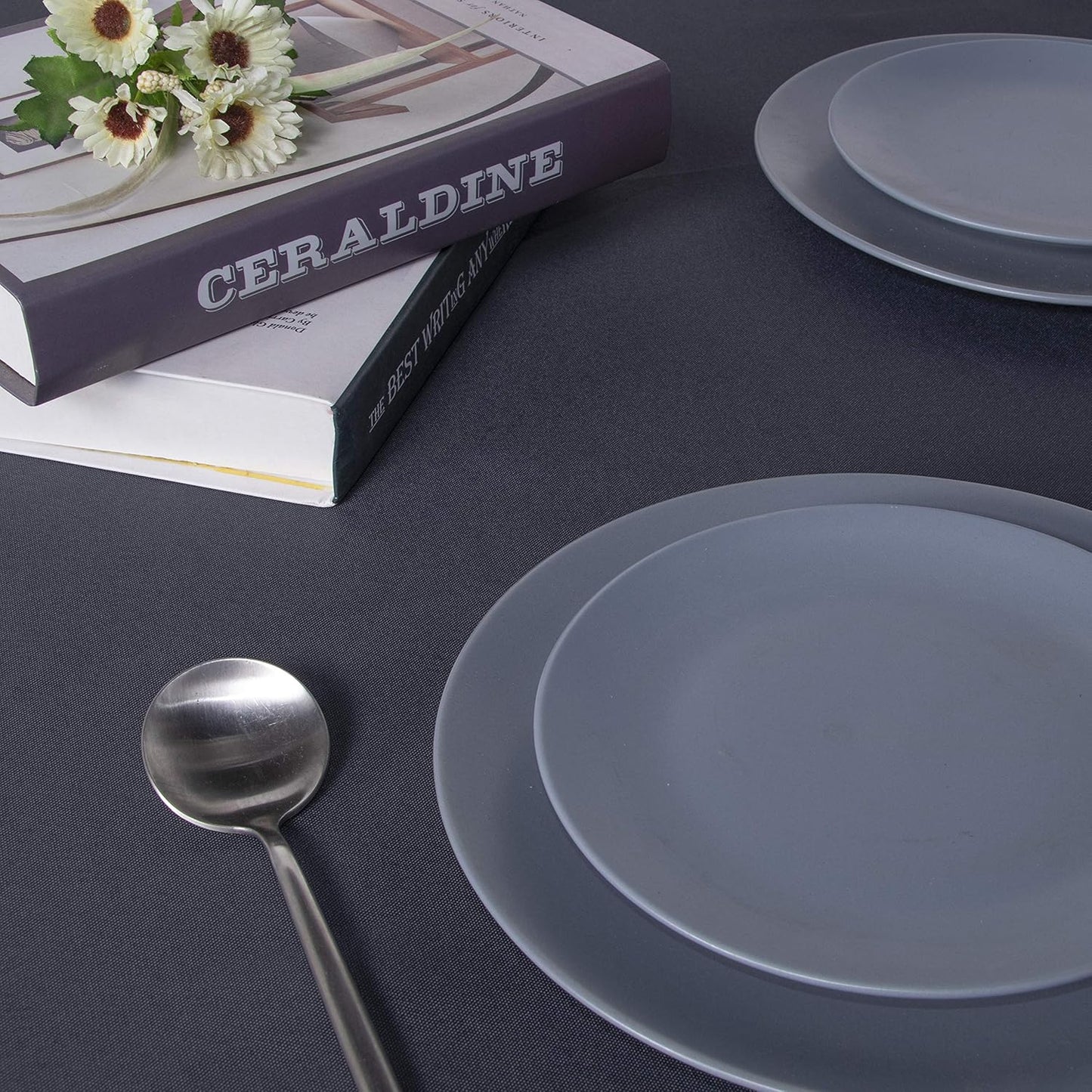 sancua Rectangle Tablecloth - 54 x 120 Inch - Water Resistant Spill Proof Washable Polyester Table Cloth, Decorative Fabric Table Cover for Dining Tables, Buffet Parties and Camping, Grey