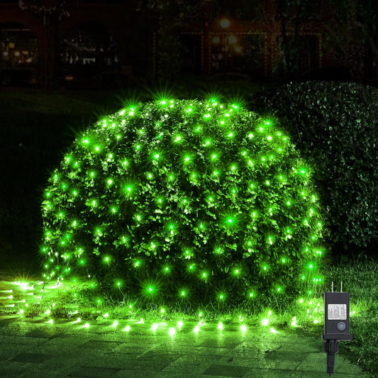 WBao Christmas Lights, 200LED 8.4ft x 5.2ft Net Lights Outdoor Mesh Light with 8 Modes, Timer, UL Certified, End to End Connectable, Waterproof for Lawn, Bushes Outdoor Christmas Decorations, Green
