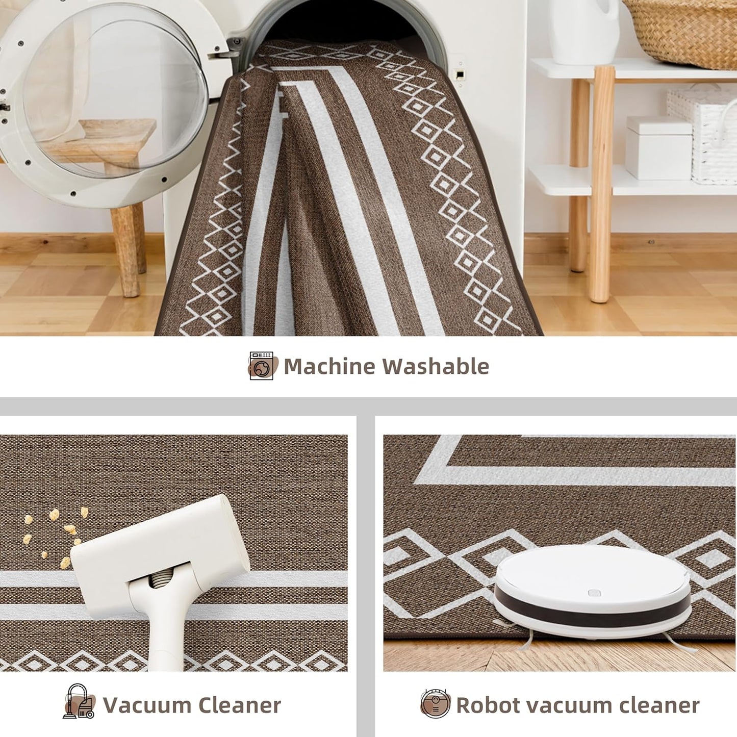 Outdoor Patio Rug, Outside Rectangular Carpet, Moroccan Geometric Rugs, Washable Large Indoor Outdoor Rug 8x10 Mats for RV, Picnic, Backyard, Deck, Balcony, Porch, Beach