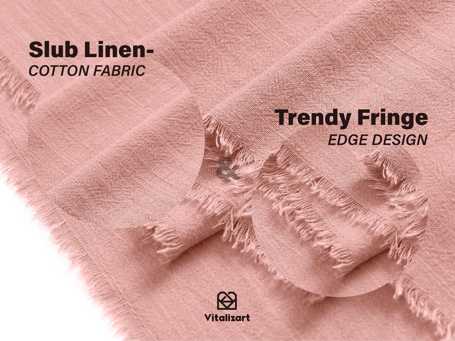 Vitalizart Pink Cotton Linen Table Runner – Slub Texture Rustic Home & Dining Decor for Wedding, Holiday, and Parties (14 x 120 Inches)