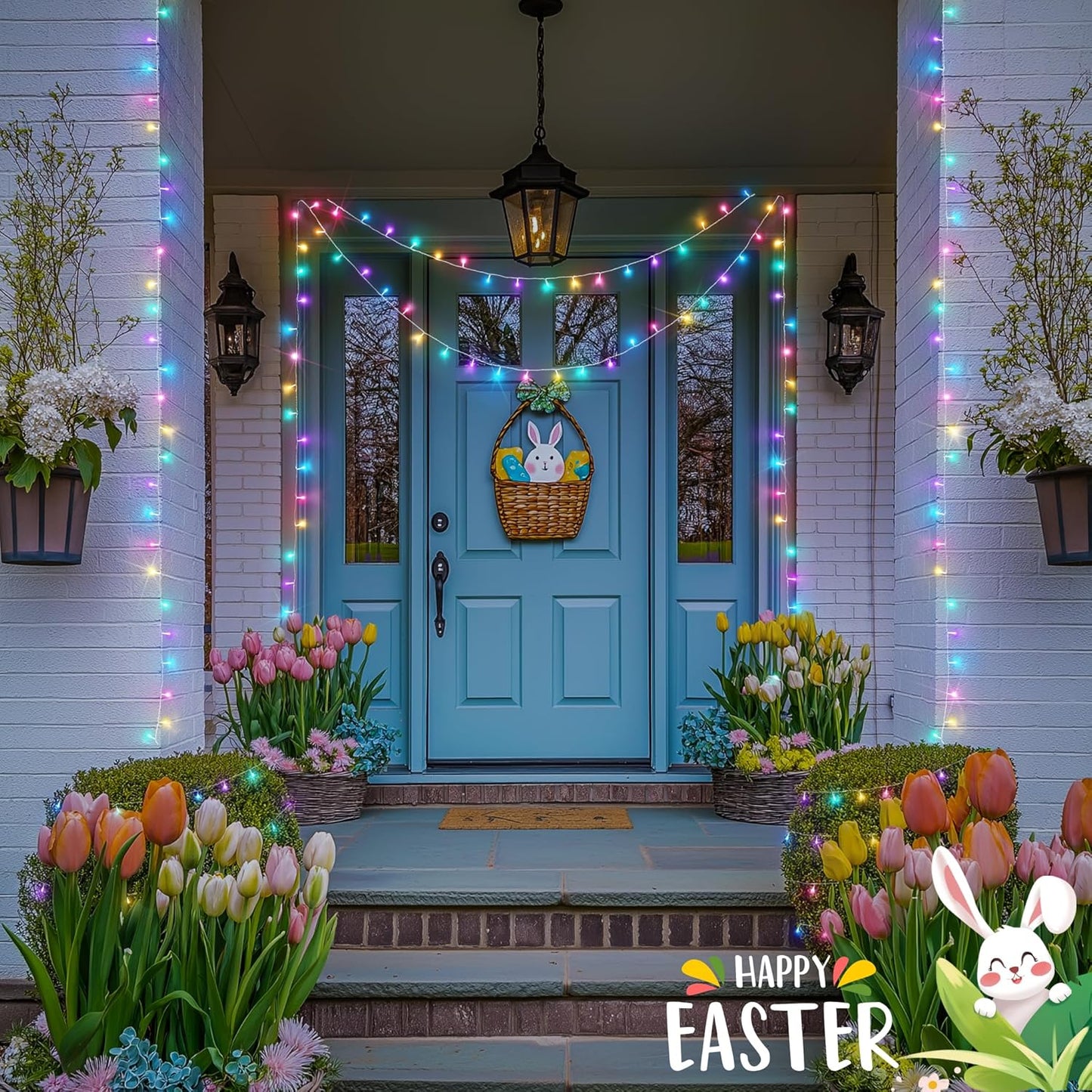 JMEXSUSS Easter Lights Clear Wire Outdoor Indoor, 168ft 600 LED Multicolor Easter String Lights Plug in for Bedroom Tree Room Party Decorations