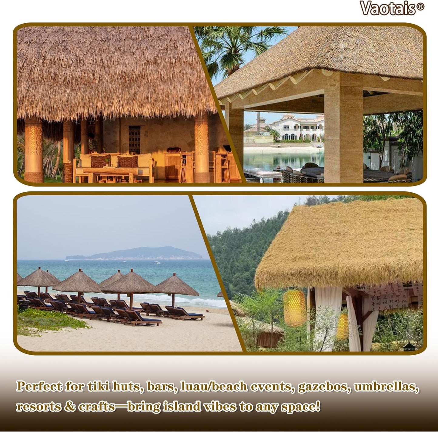 Realistic Synthetic Thatch Roll Sun-Bleached Yellow - 18 & 30 Inch Widths - Reinforced Weave for Mexican Palapa, Tiki Bars, Hawaiian Parties & Patio Decor (18 Inch Width x 10 Feet Length)