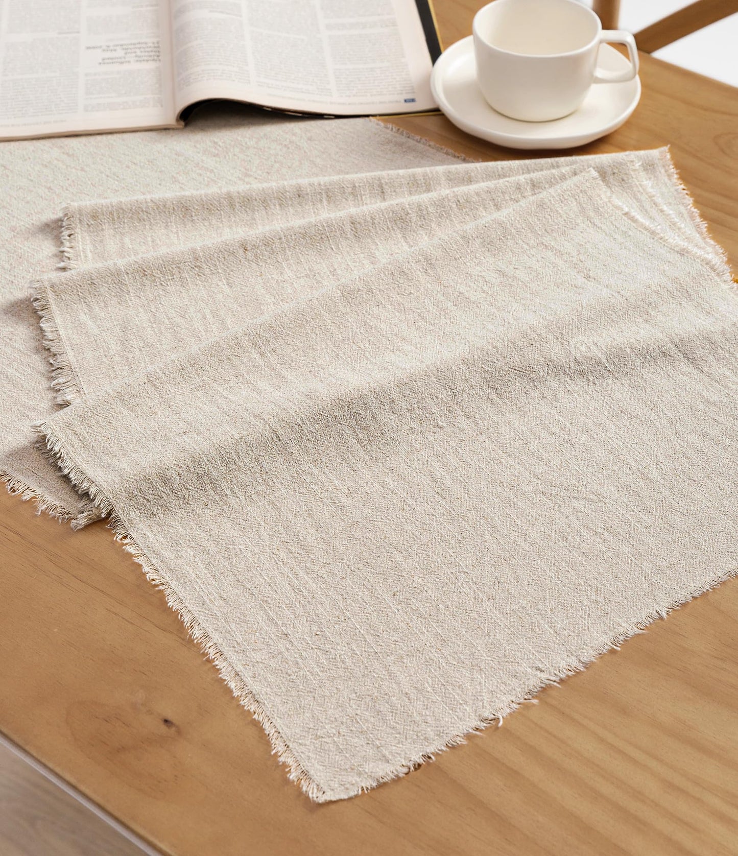 Vitalizart Beige Slub Cotton Linen Table Runner – Rustic Home & Dining Decor for Wedding, Holiday, and Parties (14 x 120 Inches)