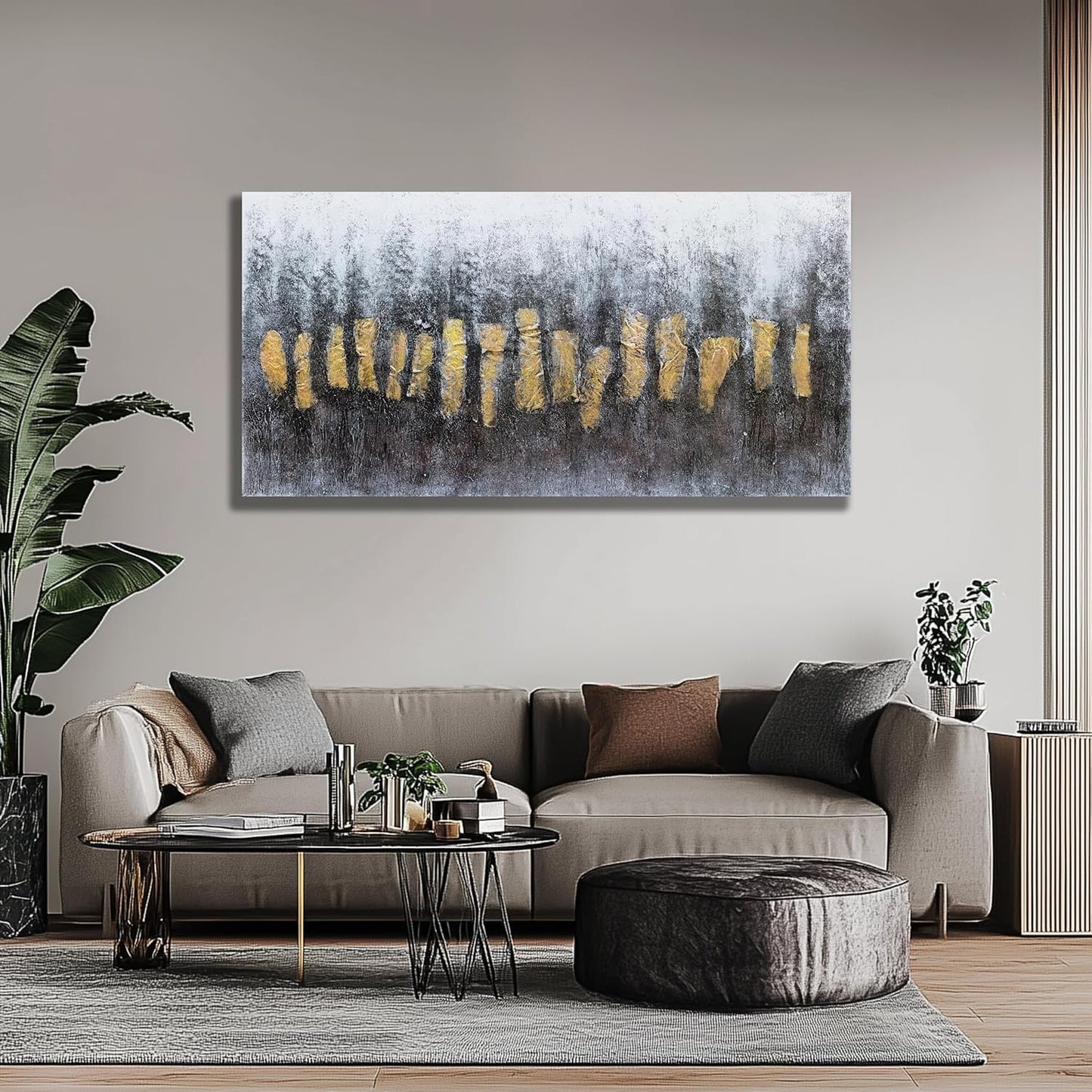 Belmrxne Abstract Wall Art Black and Gold Wall Decor Modern Minimalist Artwork Unique Canvas Painting for Living Room Bedroom Dining Room Office Home Decor 24x48 inch