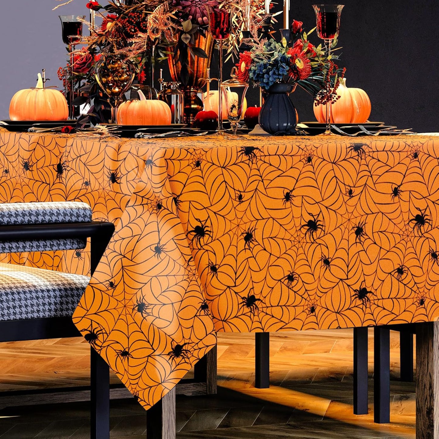 Whaline 8 Pcs Halloween Plastic Tablecloths Colored Spider Web Disposable Table Cover Spiderweb Rectangle Table Cloth for Trick or Treat Holiday Party Decor, 54 x 108 Inch
