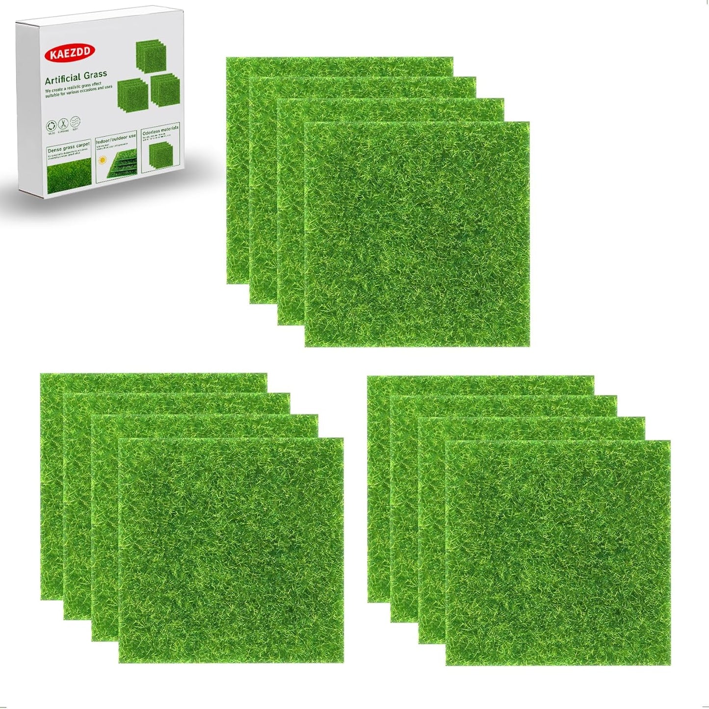 12 Packs 6 X 6 Inch Fake Grass Decor for Crafts, Artificial Grass for Dollhouse Miniature Ornament Projects, Model Turf Grass for DIY Fairy Garden Accessories and Decor Kit
