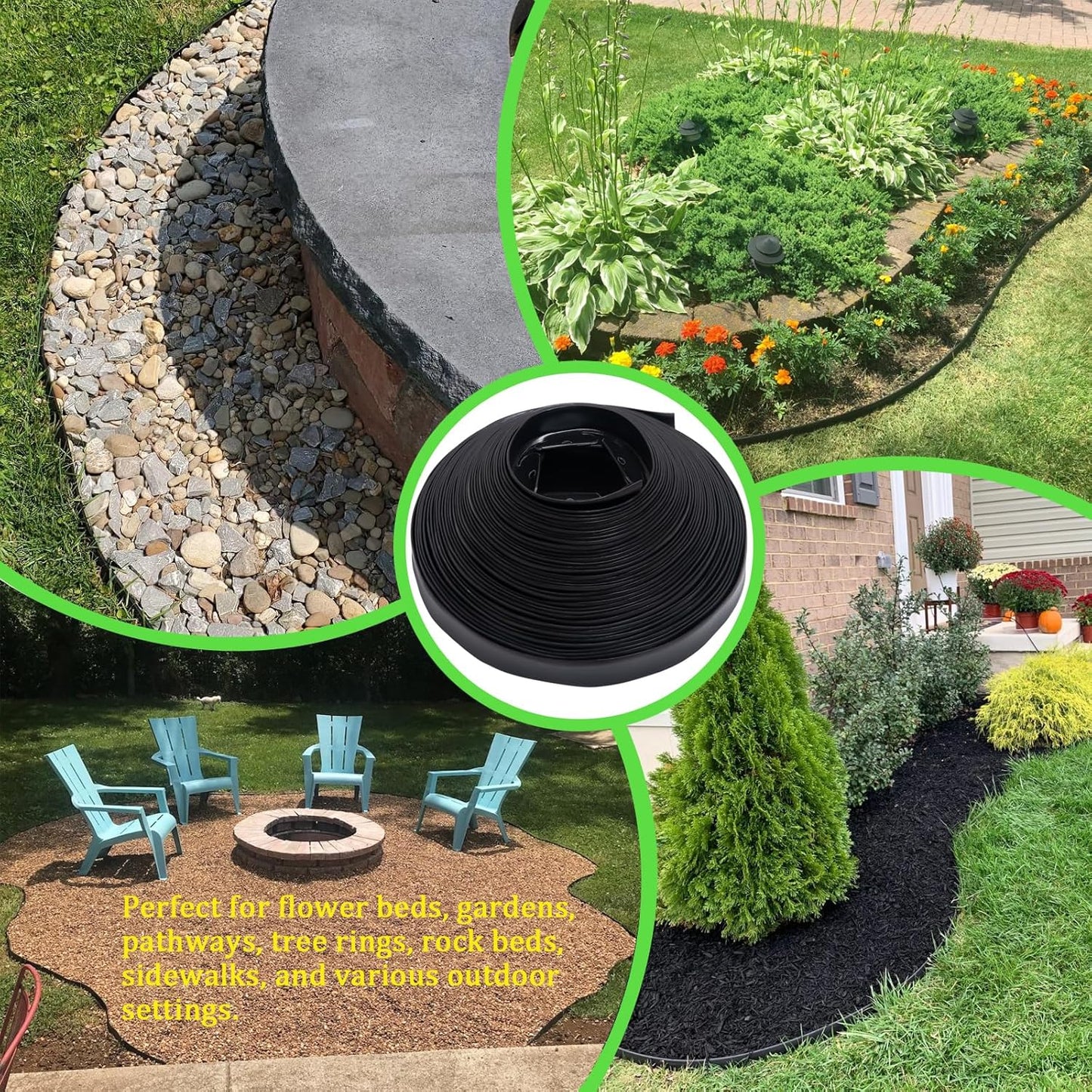 Landscape Edging 2 Inch Tall 100 FT, Garden Edging Border with 5 Pcs Connectors and 60 Pcs Anchoring Spikes for Garden Flower Beds Yard Lawn