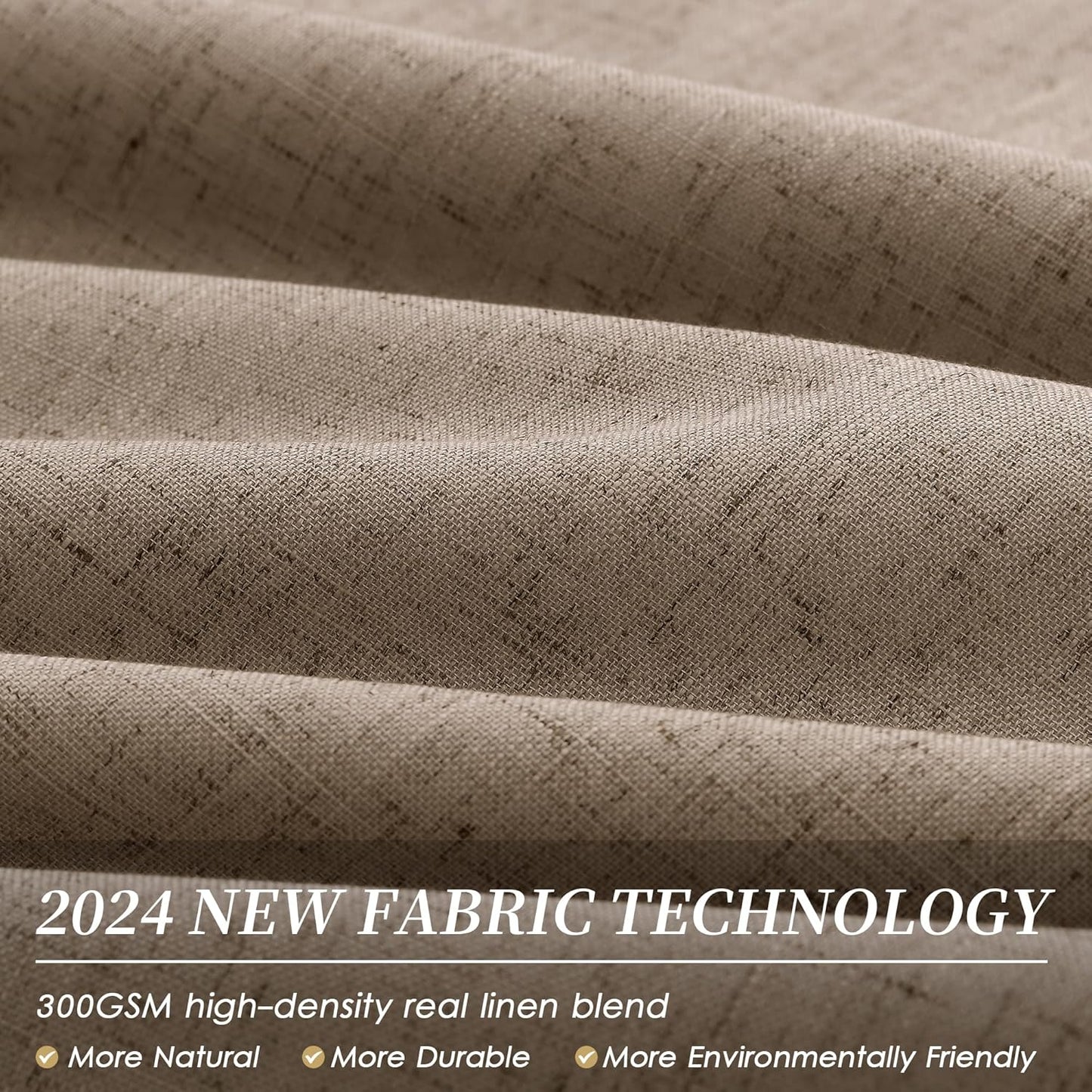 BOODII Brown Linen Blackout Curtains for Bedroom 84 Inch Length 2 Panels Set Room Darkening Curtains Black Out Curtain Neutral Thermal Insulated Living Room Winter Window Drapes Back Tab 52x84