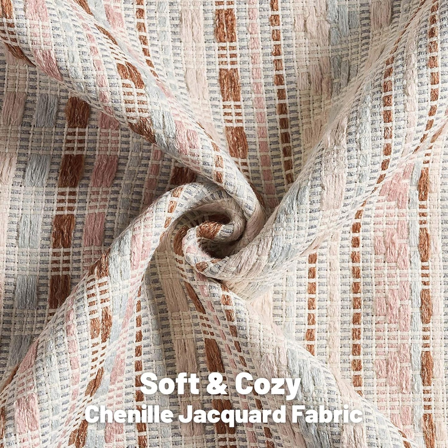 FUTEI Pink Blue Decorative Throw Pillow Covers 20x20 Inch Set of 2,Soft Cozy Chenille Jacquard Textured Cushion Case,Boho Home Decor for Couch Bed Living Room