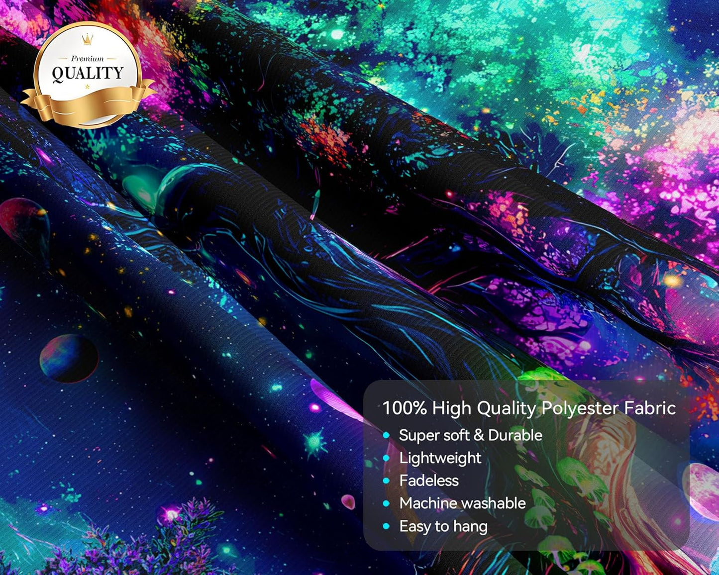 dueeia Blacklight Tree Life Tapestry Wall Hanging Fantasy Black Light Glow in the Dark Uv Mushroom Tapestries for Bedroom Aesthetic Living Room Wall Decor (59.1"x39.4")