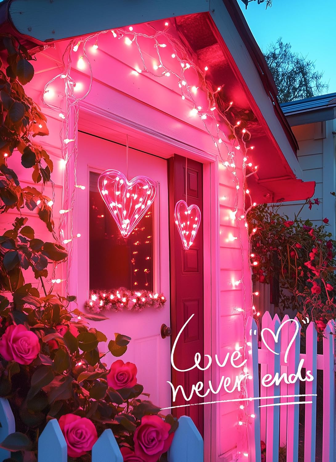 Pink Christmas String Lights, 50 Count 12 Feet Incandescent Bulb Mini Valentine's Lights, Waterproof Pink Lights for Indoor Valentine's Day Garland Wedding Party Festival Xmas Tree Decoration