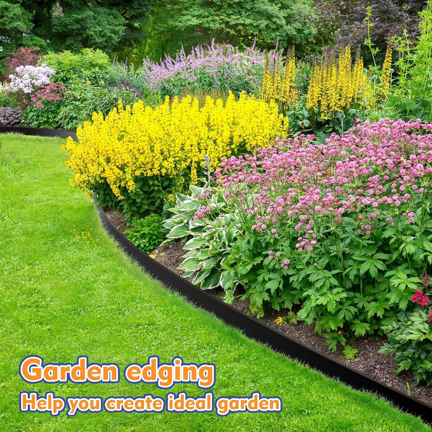 3 Inch x 80 FT (Multiple Sizes Available) Landscape Edging, Garden Edging Borders with 80pcs Upgrade Stakes, Flexible No Dig Plastic Garden Border for Lawn, Landscaping, Flower Beds and Yard