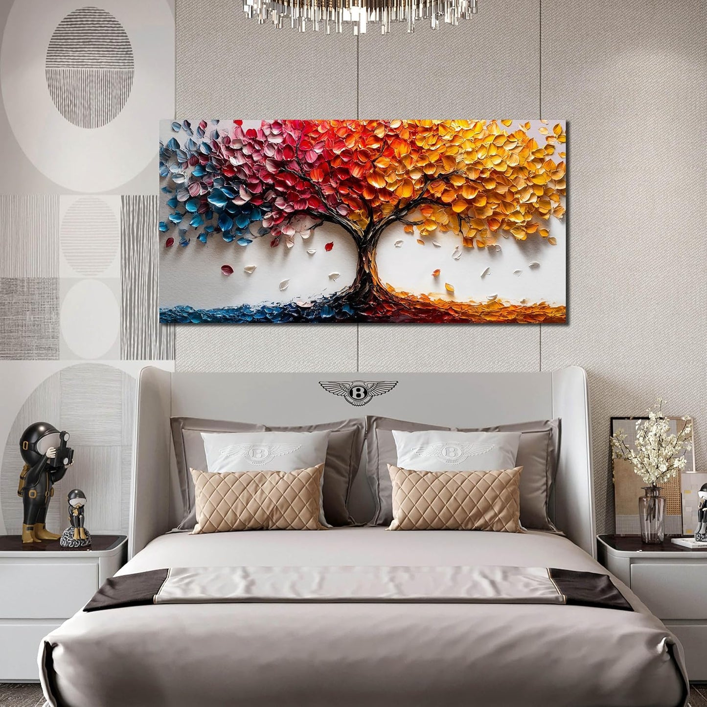 Colorful Tree Wall Pictures for Living Room - Modern Canvas Wall Art for Office - Bedroom Wall Decor for Women Size 29" x 59"