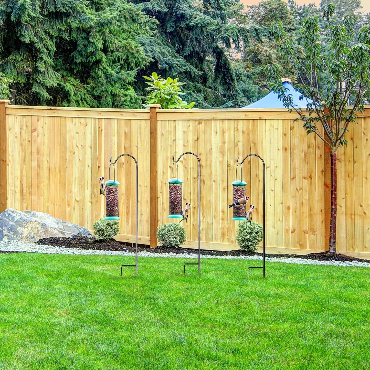 Sorbus® Shepherd's Hooks - Set of 4 Extendable Garden Planter Stakes for Bird Feeders, Outdoor Décor, Plants, Lights, Lanterns, Flower Baskets, and More! Heavy Duty - Up to 6.5 Lbs. (4 Pack)