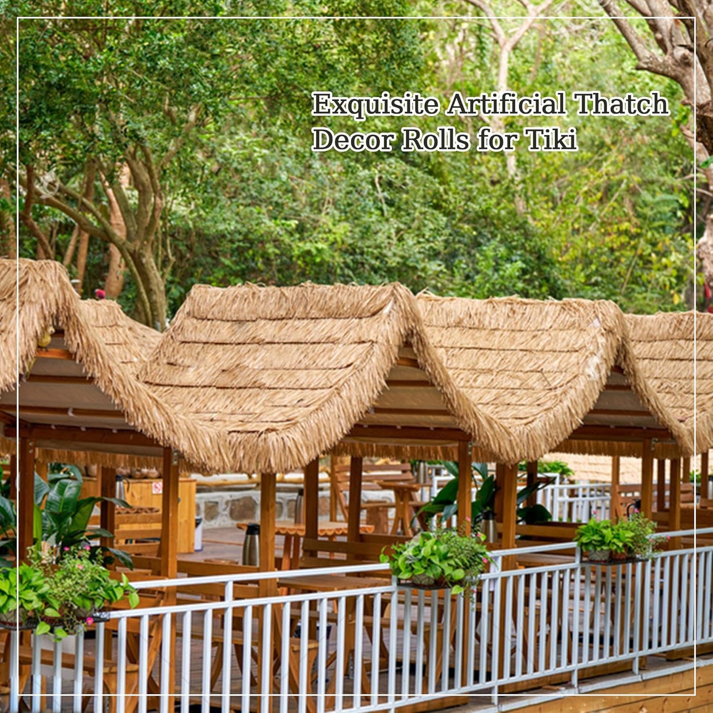 Premium Mexican Style Artificial Palm Thatch Roof Rolls. 5 Lengths, 2 Colors. Waterproof. Easy Install. Ideal for Tiki Bars, Parties, Gardens & Fences (15ft x 16in - Straw Yellow)