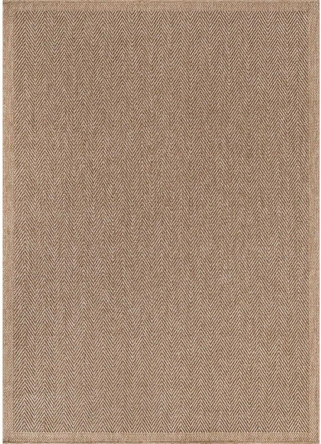 CAMILSON Easy Jute Rug 6x9, Indoor Outdoor Natural Color Fiber Area Rugs for Living Room Patio and Bedroom Rug Herringbone Seagrass Woven Design Easy-Cleaning, Washable Outside Carpet Alfombras 6 x 9