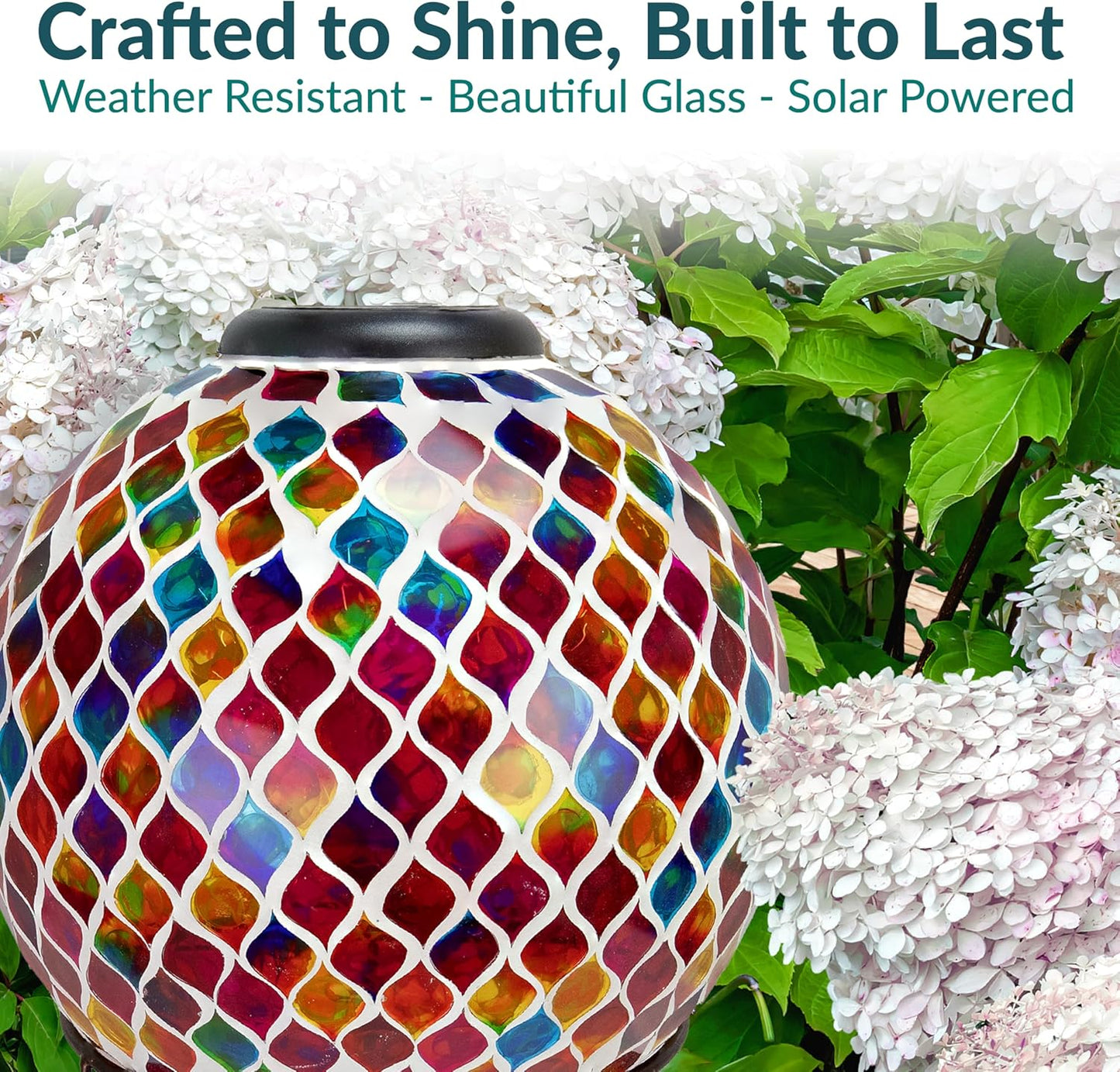 Sunnydaze 10-Inch Solar Gazing Ball for Garden - Glass Outdoor Gazing Globe - Summer Trellis - Set of 2