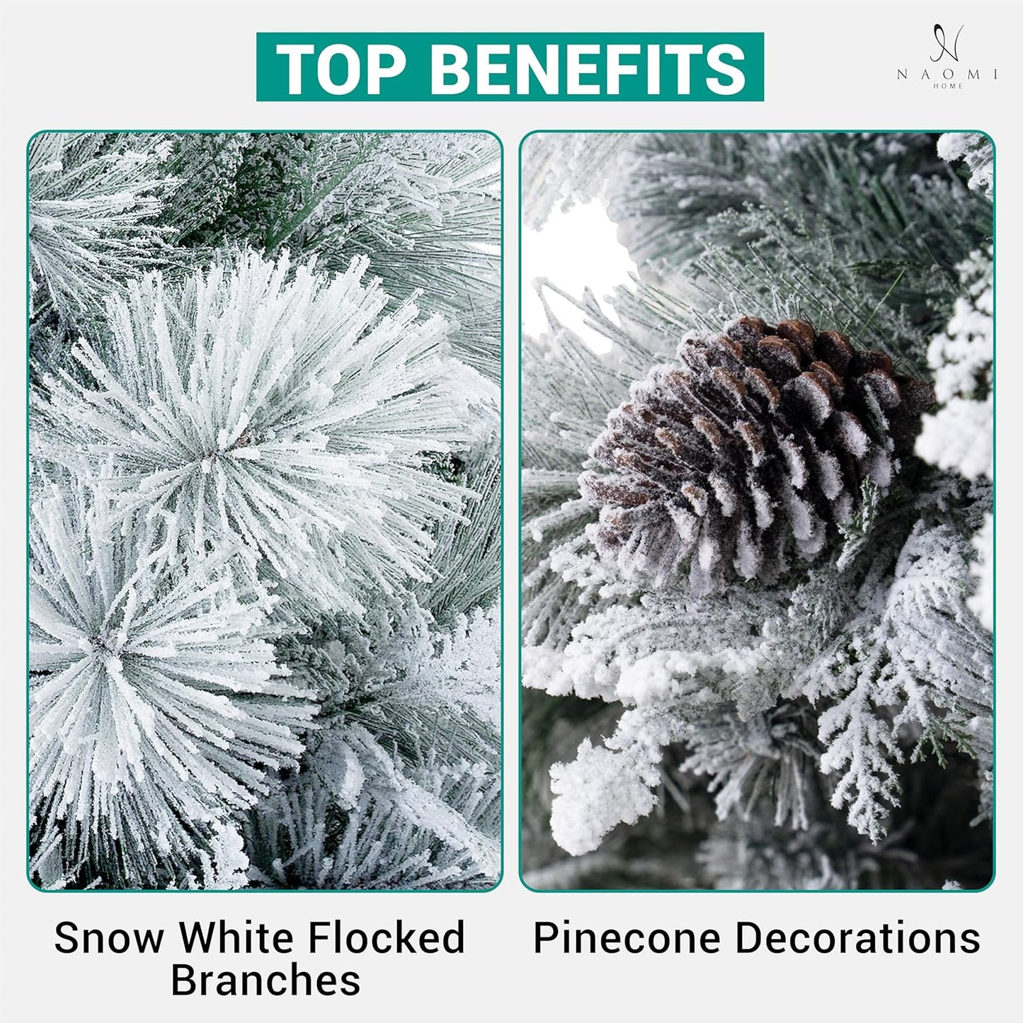 Naomi Home Darla Snowy Christmas Tree 4.5ft/Snow Flocked