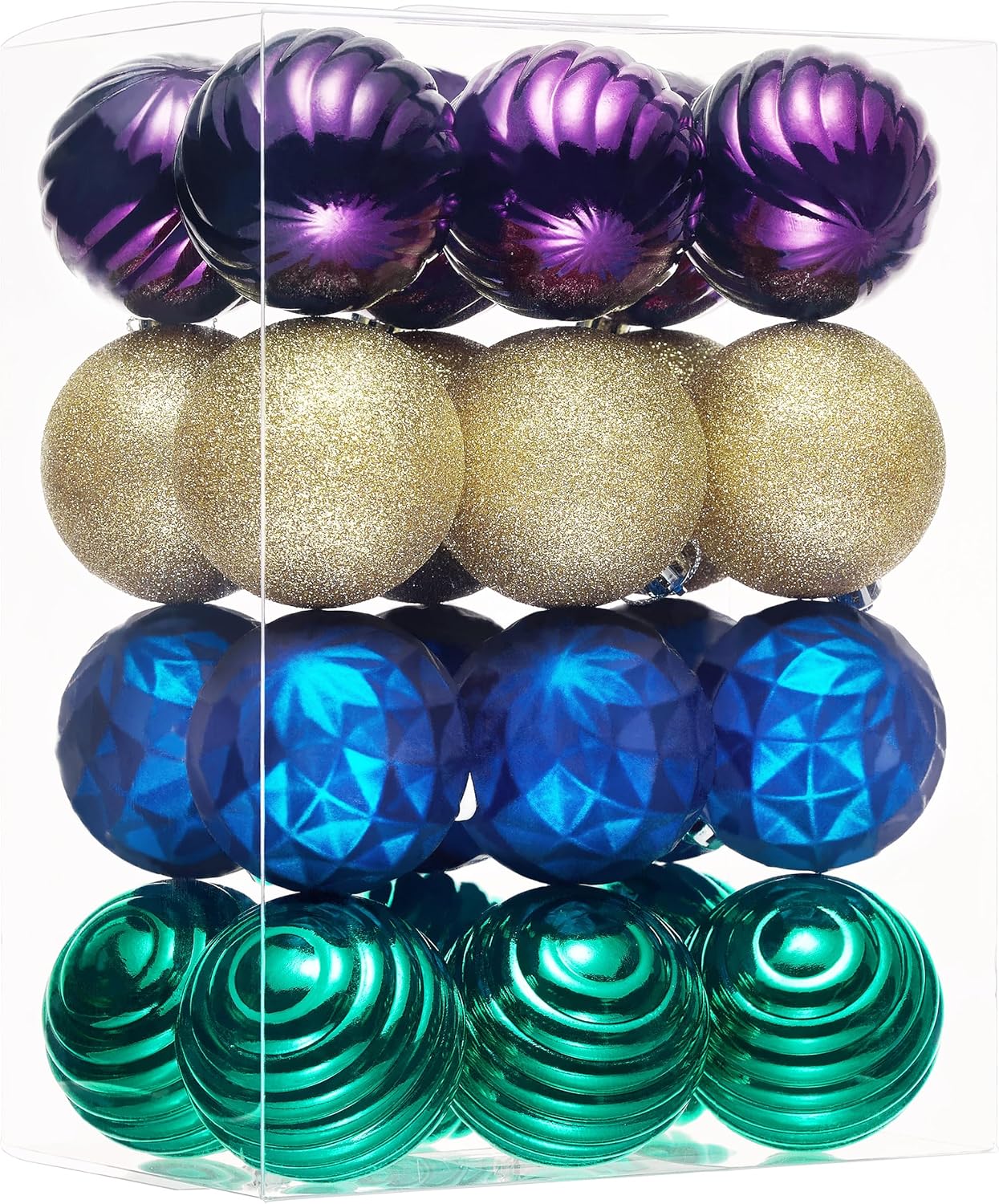 Valery Madelyn Christmas Ornaments Tree Decorations Set for Fall Halloween, 24ct Peacock Blue Purple Green Shatterproof Ball Ornaments, 2.36" Hanging Ornament Bulk for Xmas Holiday Party Decor