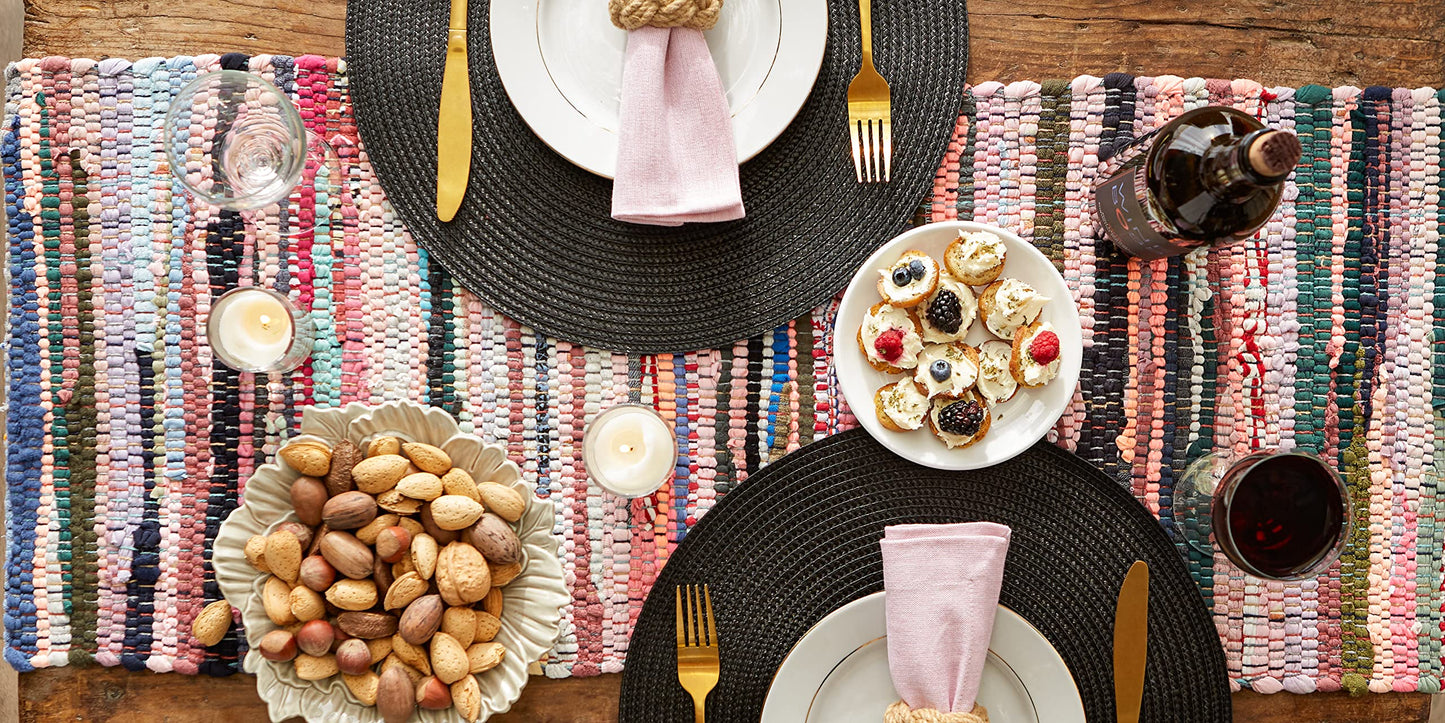DII Handmade Chindi Table Runner (14x72 Inch) – Multicolor, Reversible & Machine Washable Farmhouse Decor
