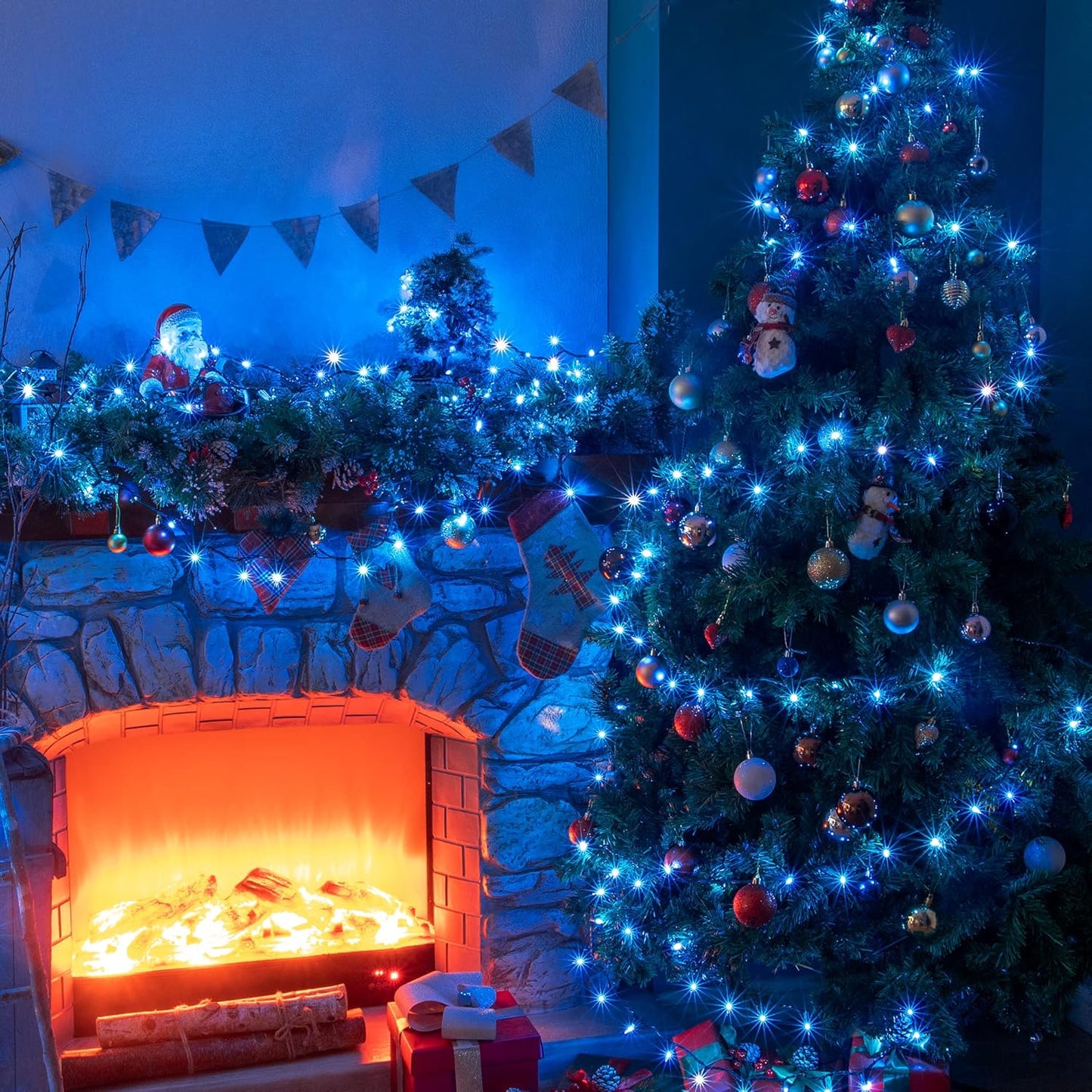 Hopolon Blue Christmas String Lights, 2PACK 50-Count Incandescent Mini Fairy Lights Set, UL Certified Green Wire Lights for Indoor Outdoor Halloween Holiday Home Xmas Tree Patio Décor (2pcs Blue)