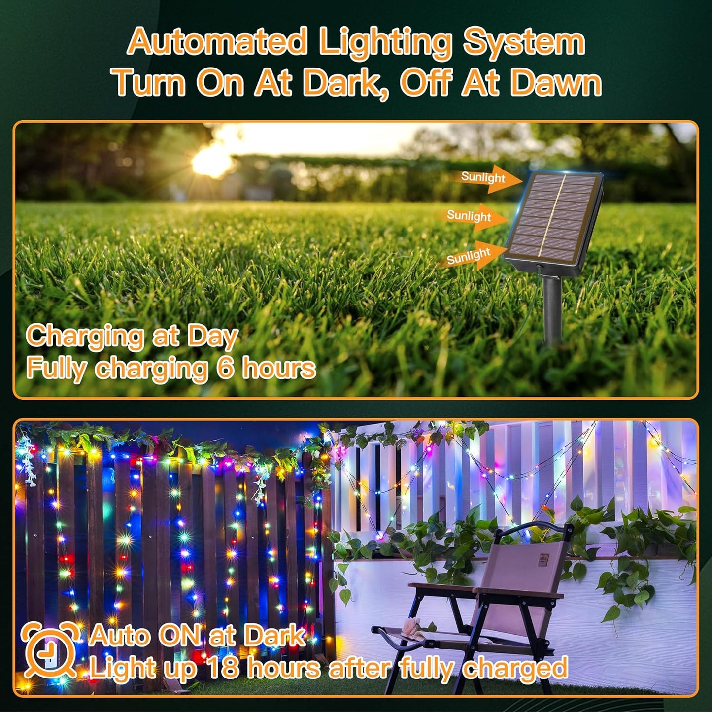 Solar String Lights 240LED 79FT, IP67 Waterproof String Lights for Outside with 8 Lighting Modes, Upgraded Solar Panel Fairy Lights for Garden Party Wedding Decorations (Multicolor)