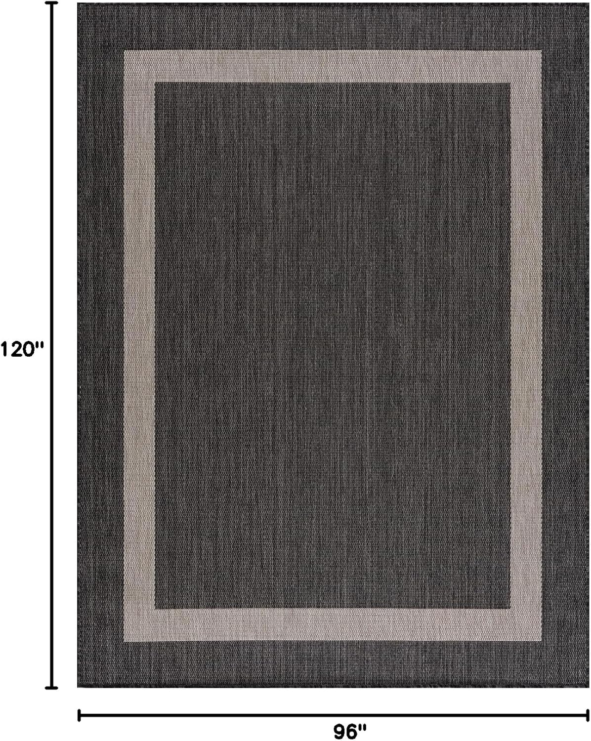 CAMILSON Outdoor Rug 8x10,Modern Outside Rugs for Patios Porches Waterproof Durable Washable Non-Shedding, Easy-to-Clean Indoor Outdoor Area Carpet (8 x 10, Bordered - Dark Gray/Light Gray)