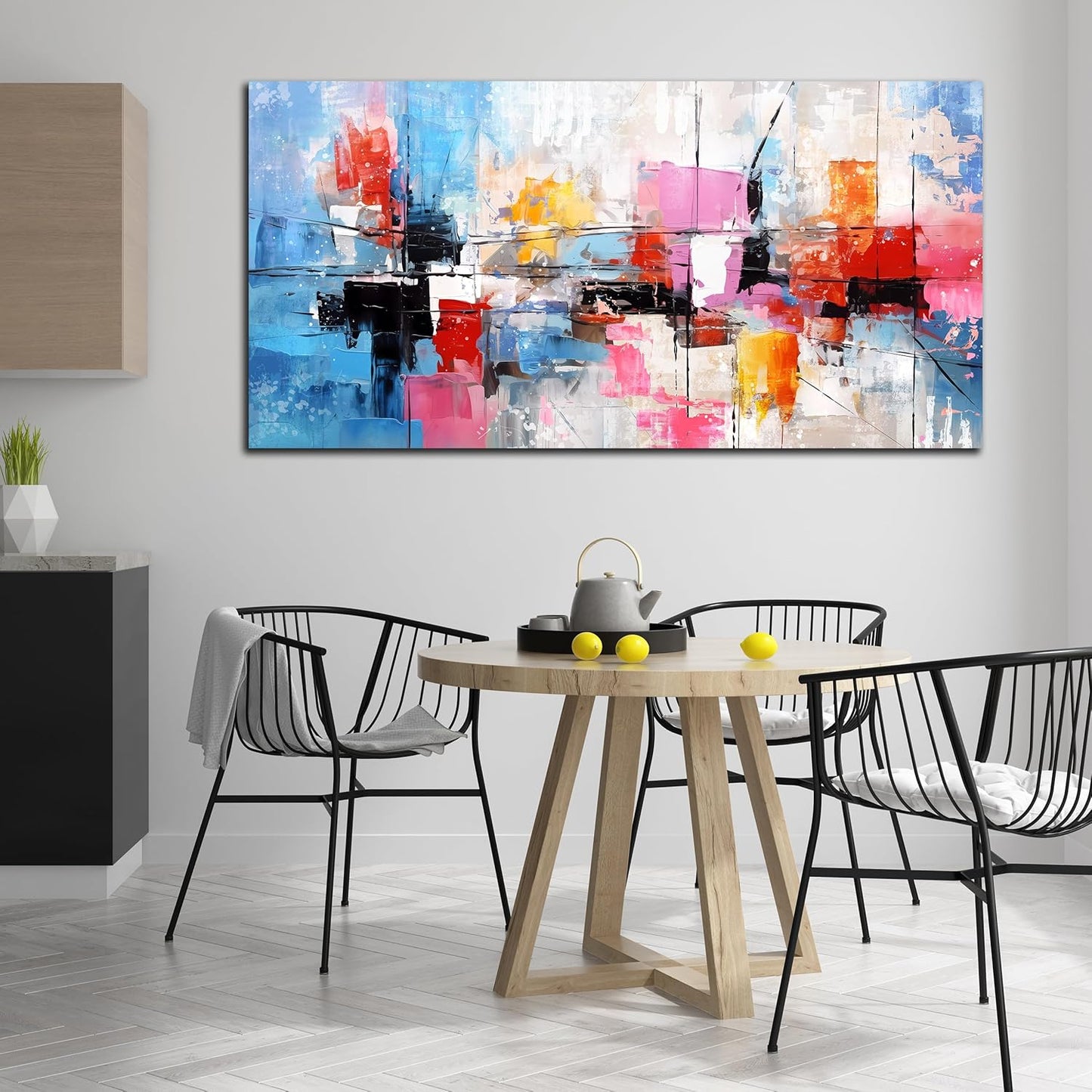 Colorful Wall Art for Living Room, Abstract Canvas Print Painting for Bedroom, Aesthetic Picture Artwork Decor, Large Size 60x30 Inches