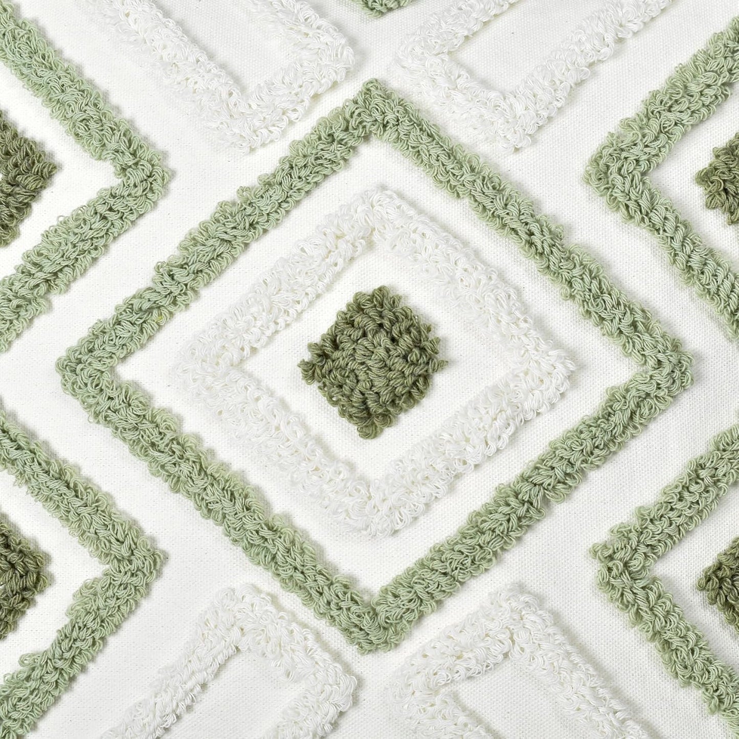 Boho Pillow Covers 18X18 Inch Boho Tufted Throw Pillow Covers Decorative Tassels Cushion Cover Farmhouse Pillow Case for Couch Sofa Bed Living Room Bedroom, Green